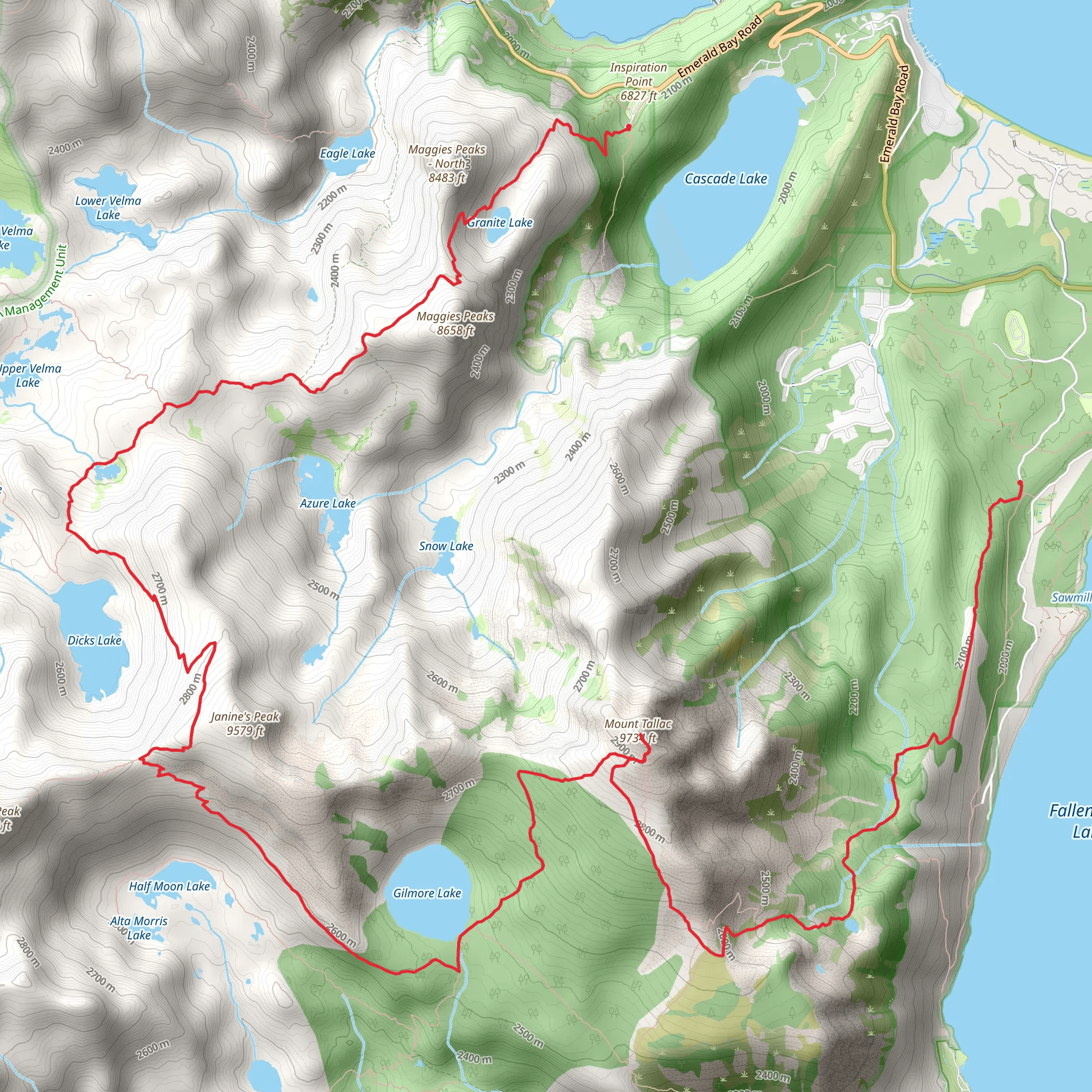 Granite Lake, Maggies Peaks and Mount Tallac mobile static map
