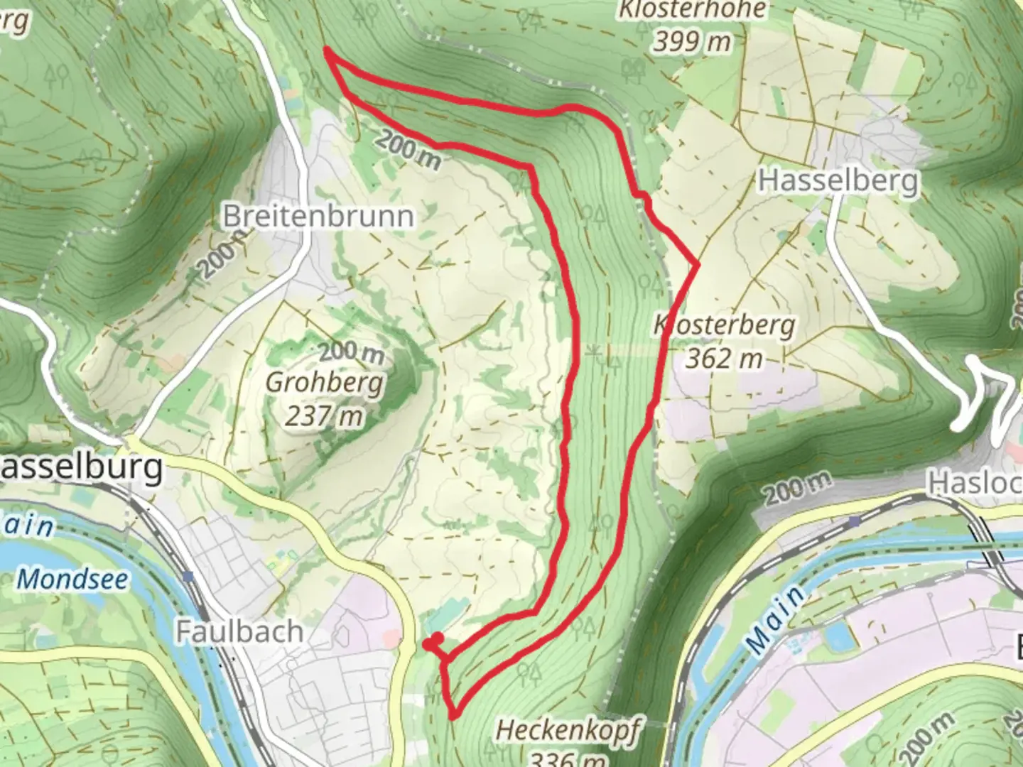 An image depicting the trail Fraenkischer Marienweg Route and Ortswanderweg Hasselberg 6 and its surrounding area.