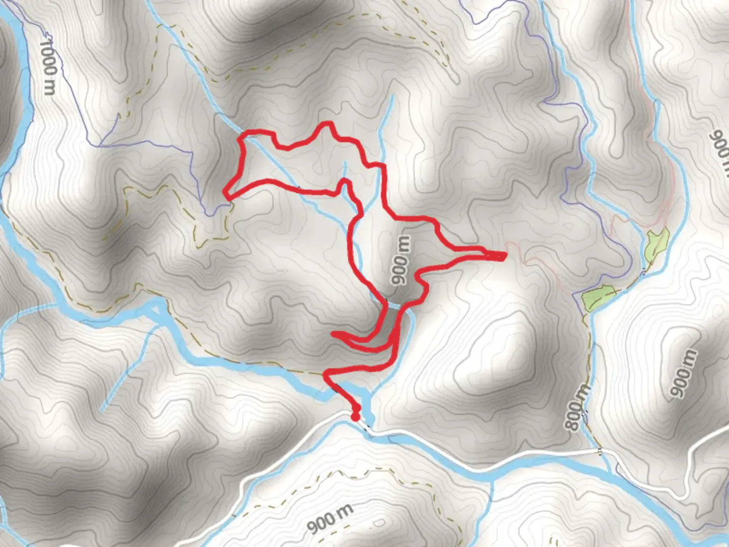 An image depicting the trail Lanning Ridge Road and Daniel Ridge Loop and its surrounding area.