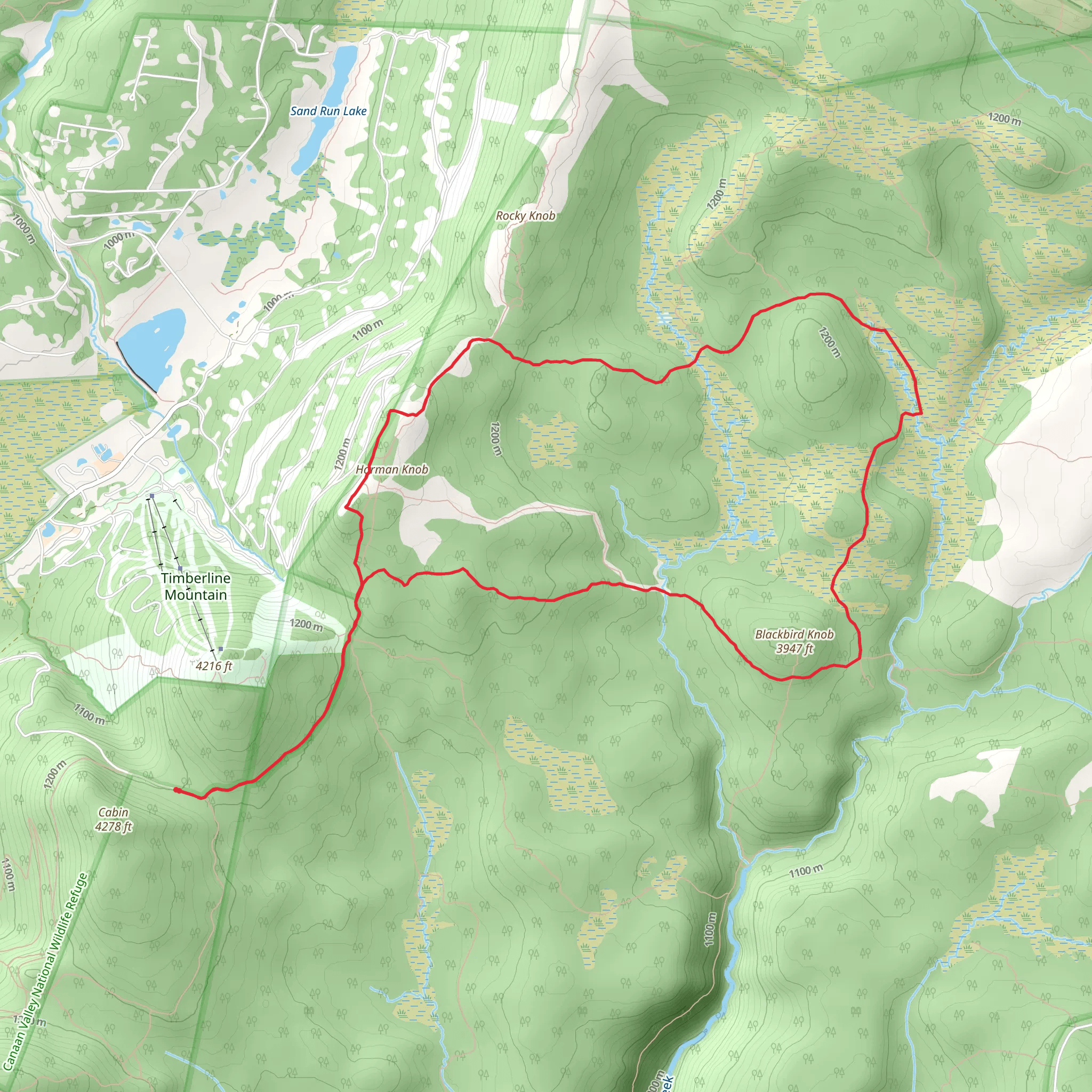 Blackbird Knob, Dobbin Grade and Rocky Ridge Loop Trail mobile static map