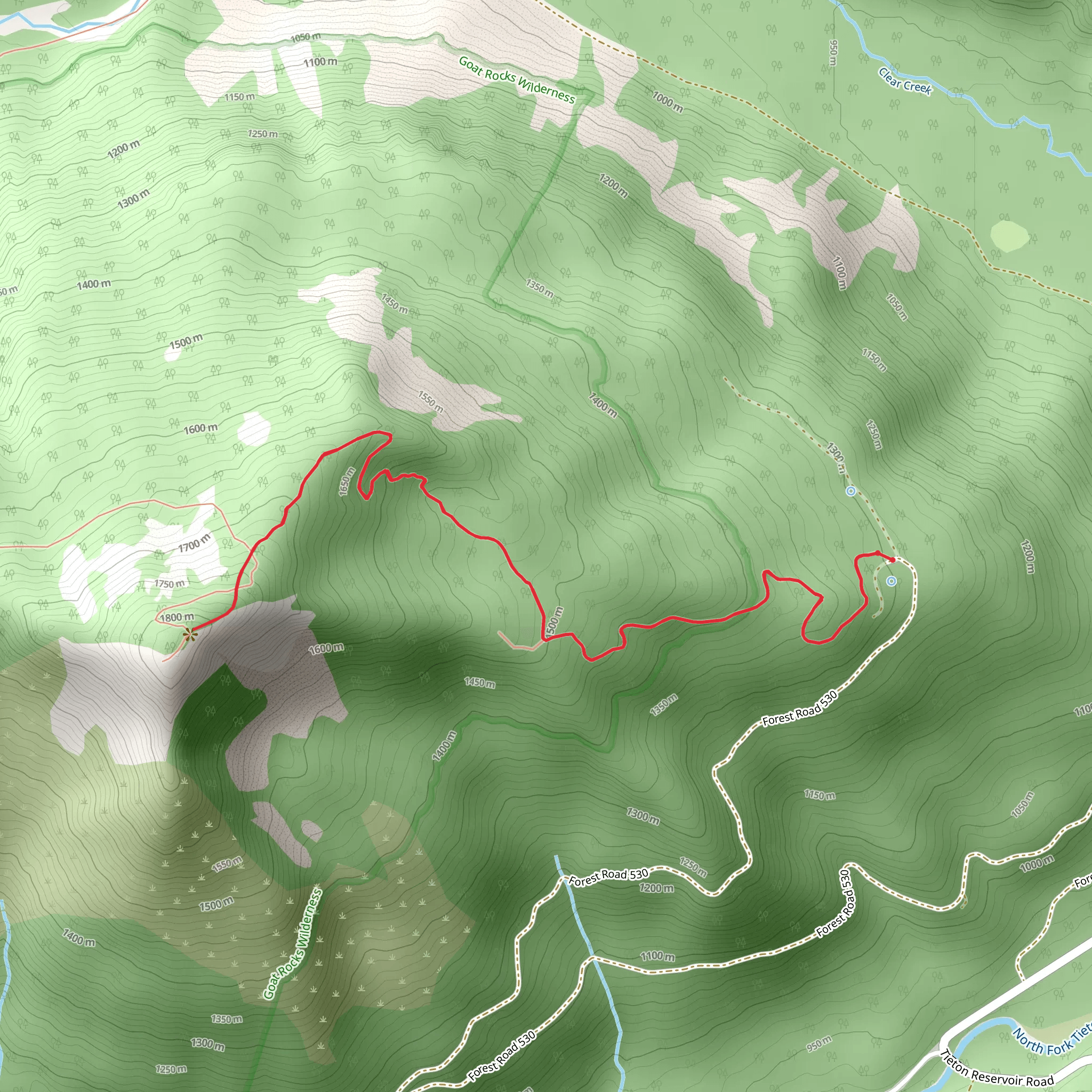 Round Mountain Lookout via Round Mountain Trail mobile static map
