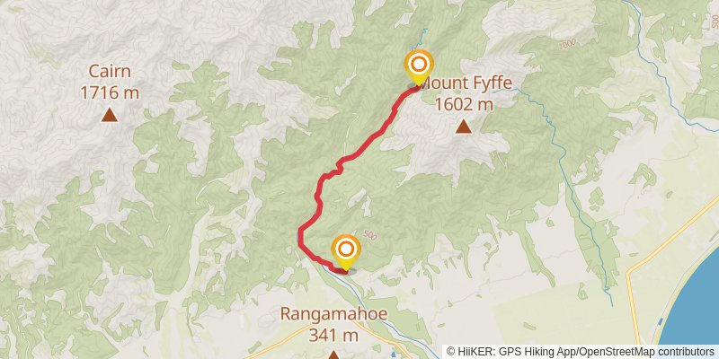 Kowhai-Hapuku and Mount Fyffe Track Loop stage 2 Map