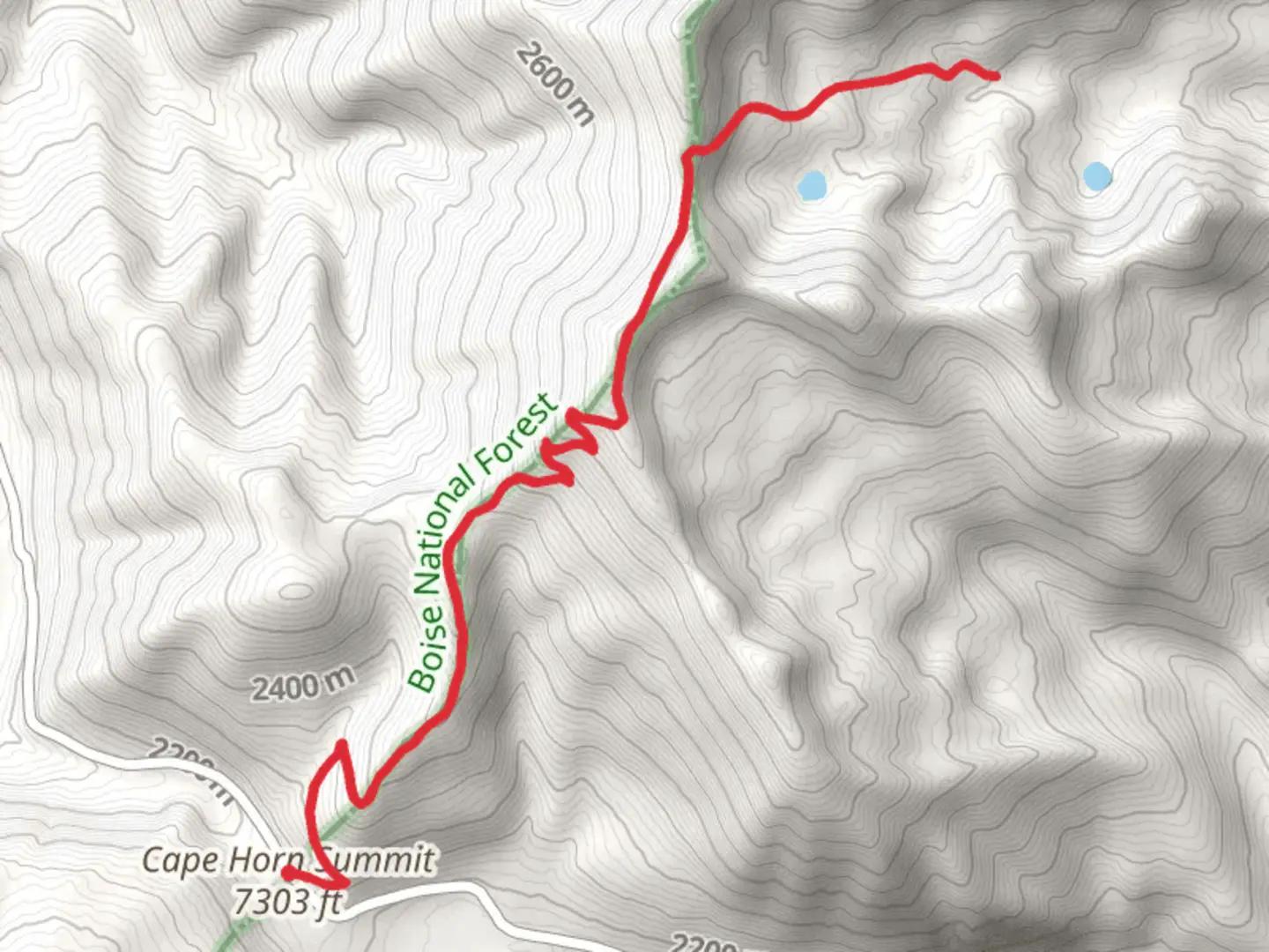 An image depicting the trail Cape Horn Summit and its surrounding area.