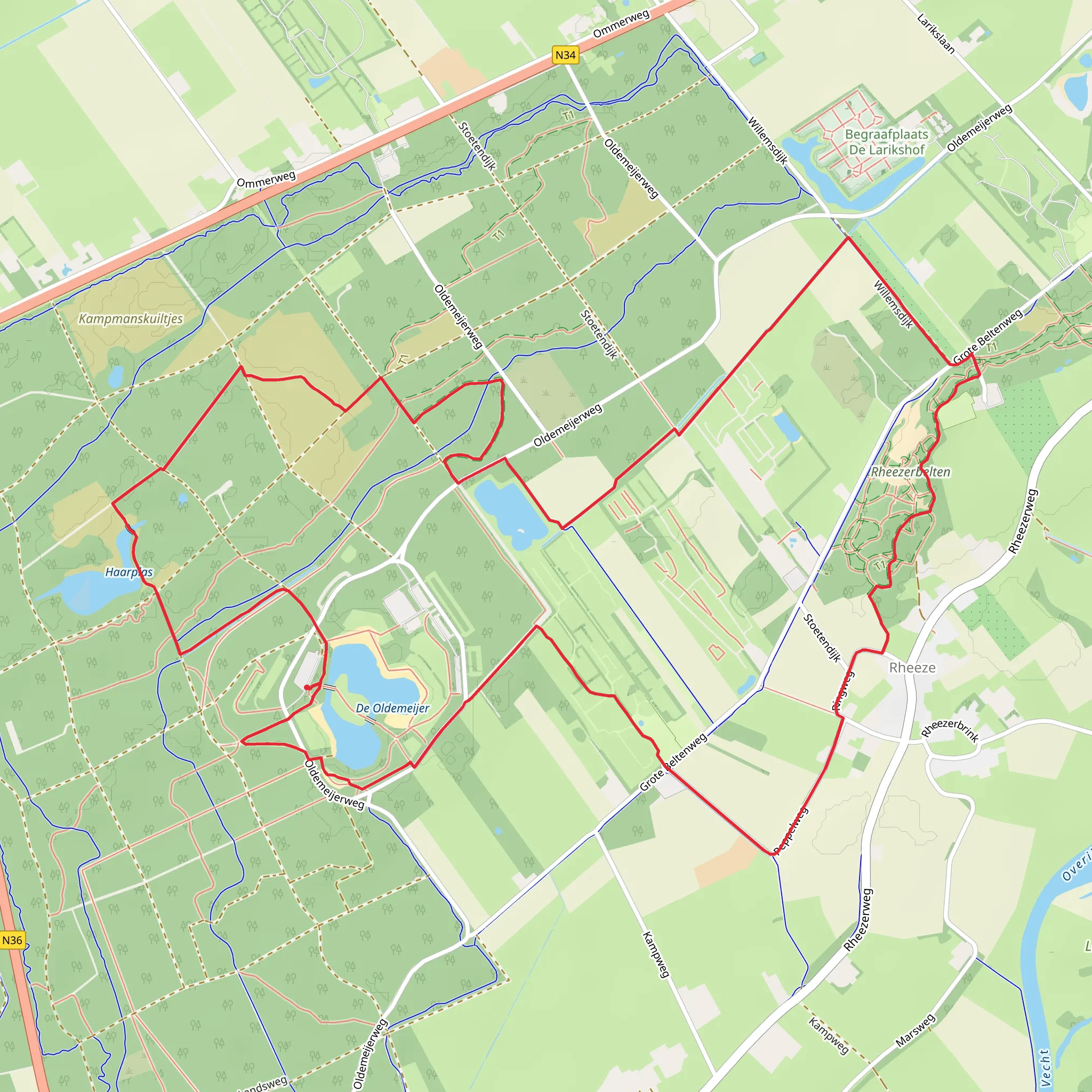 De oldemeijer and Rheezerbelten Loop mobile static map