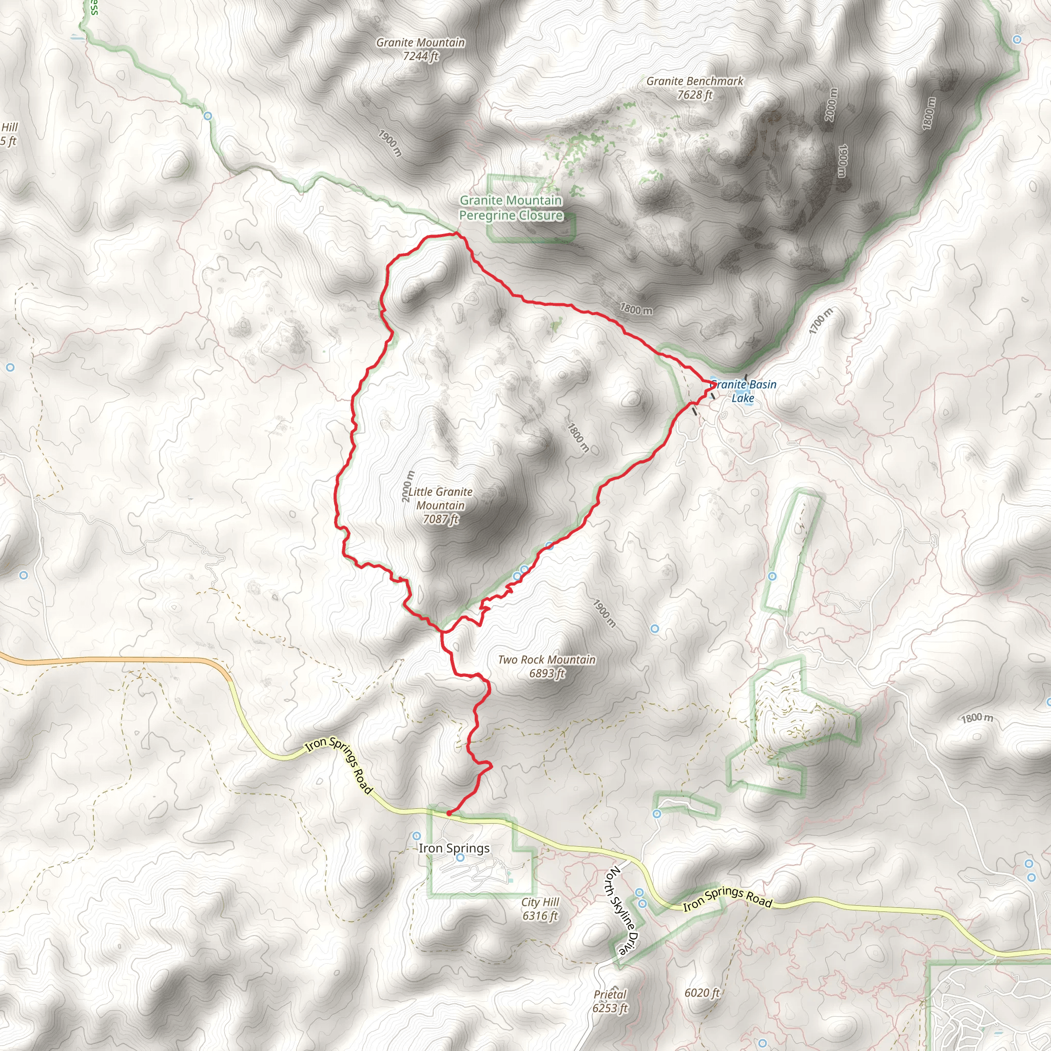 Granite Basin Lake and Little Granite Mountain Trail mobile static map
