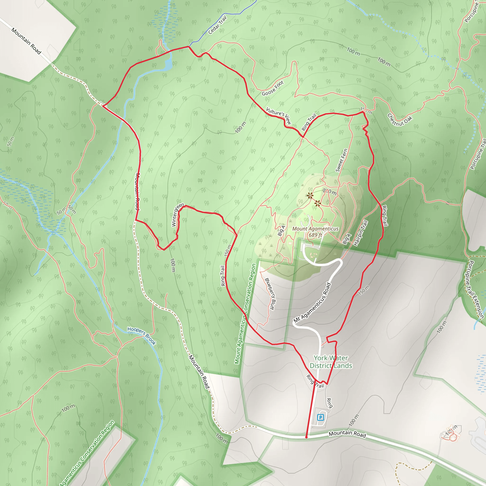 Loop around Mount Agamenticus mobile static map