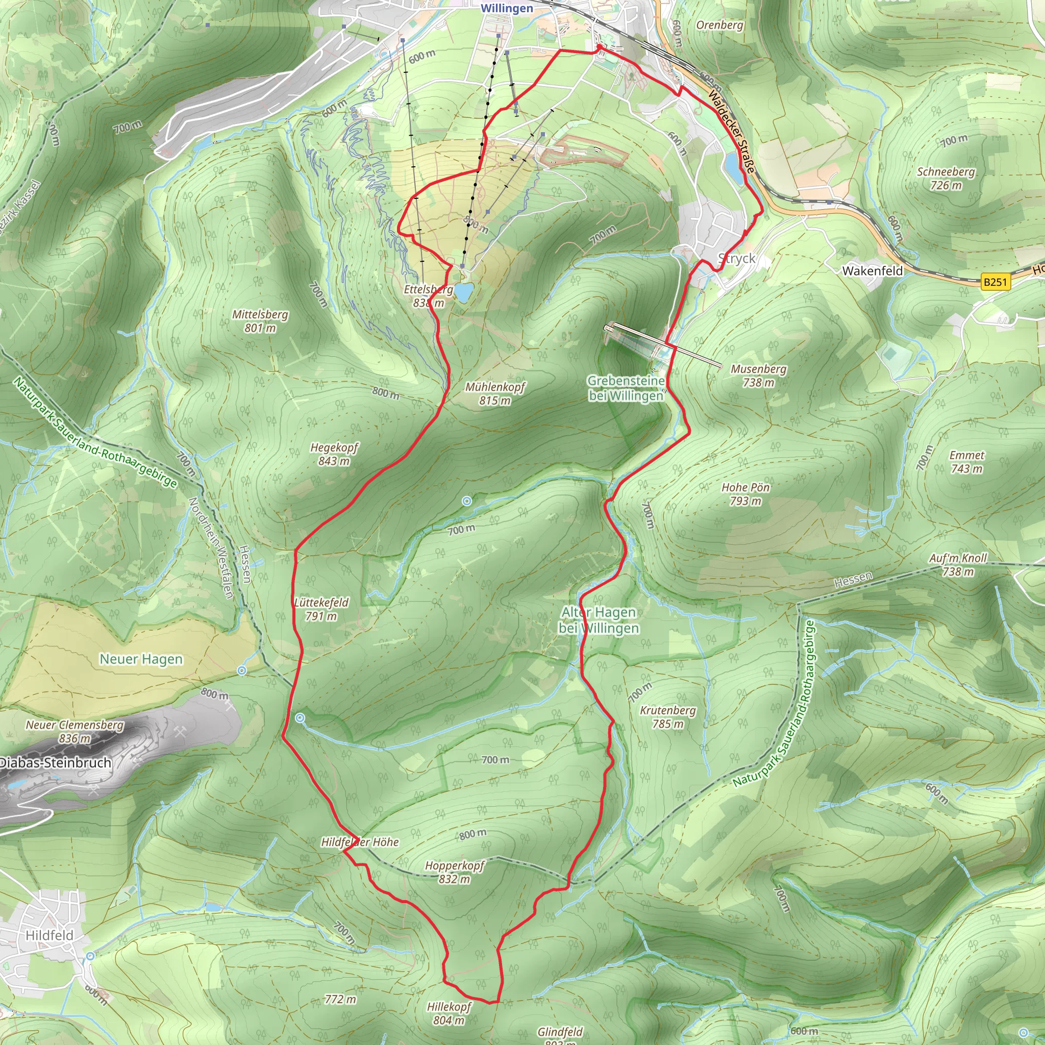 Alter Hagen bei Willingen and Hillkopf Loop from Willingen mobile static map