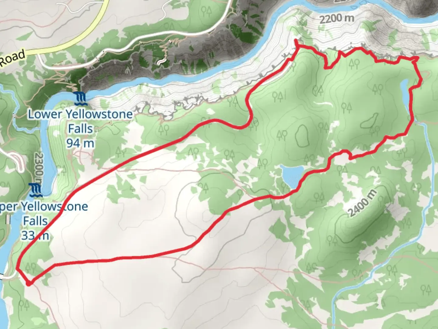 An image depicting the trail Wapiti Lake Trail and Ribbon Lake Trail and its surrounding area.