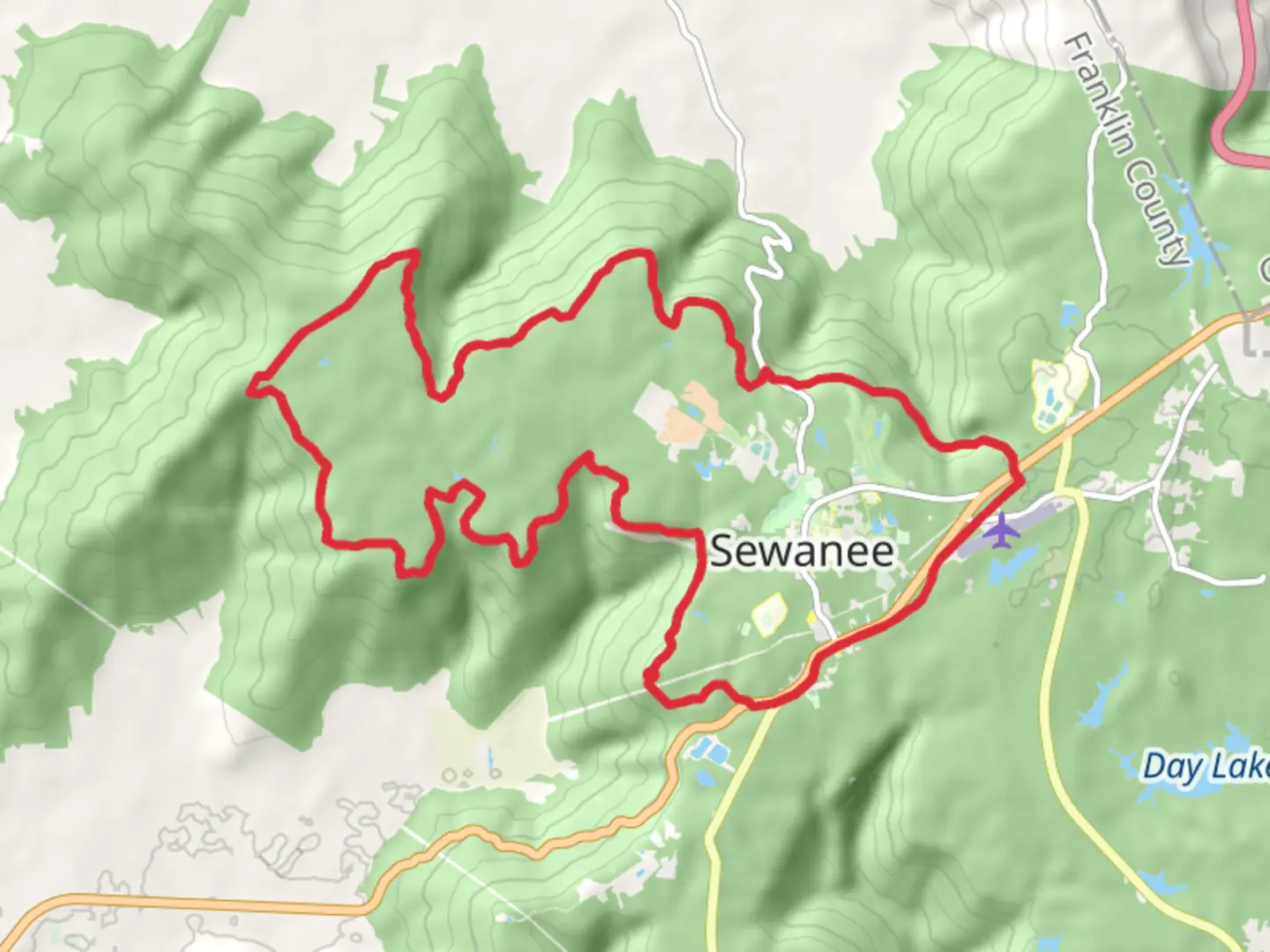 An image depicting the trail Perimeter Loop Trail - Sewanee and its surrounding area.