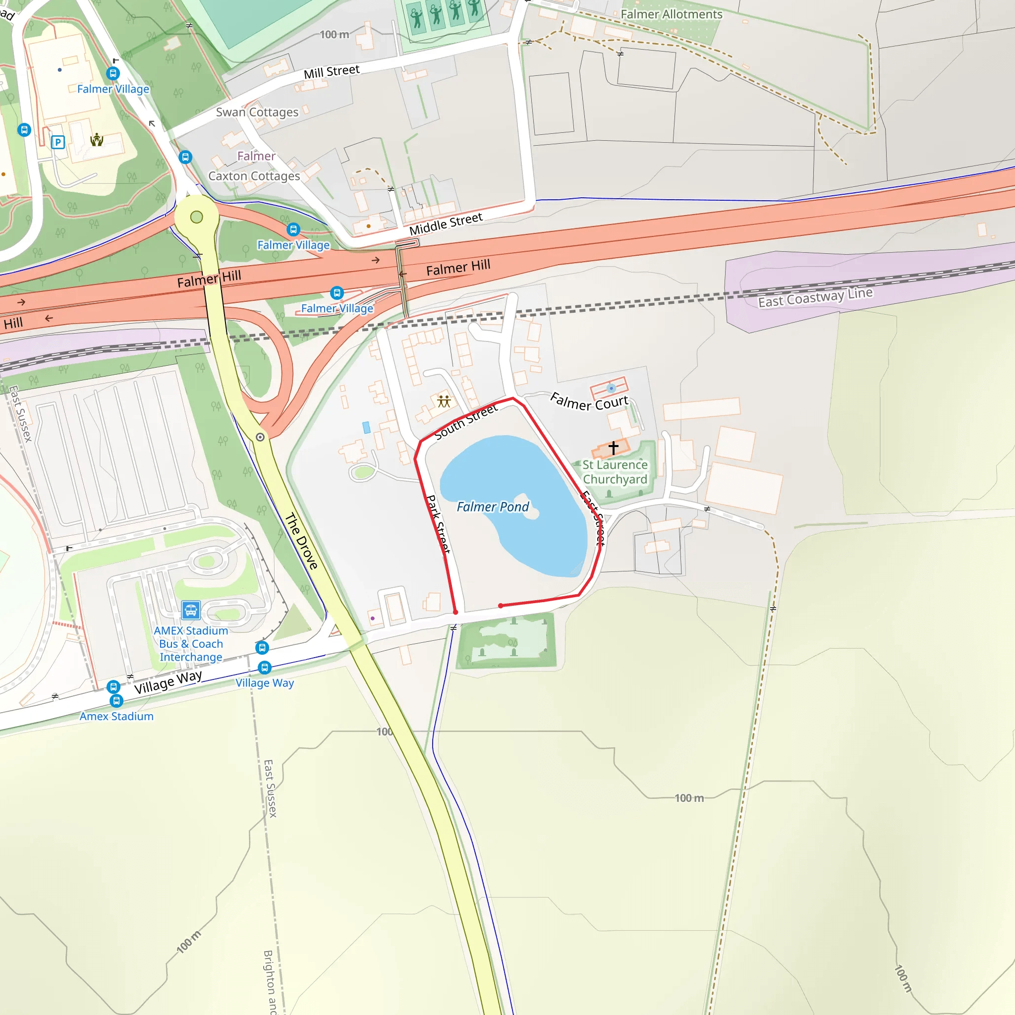 Falmer Pond Loop mobile static map
