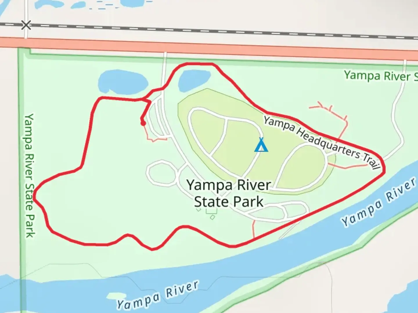 An image depicting the trail Yampa River State Park Loop and its surrounding area.