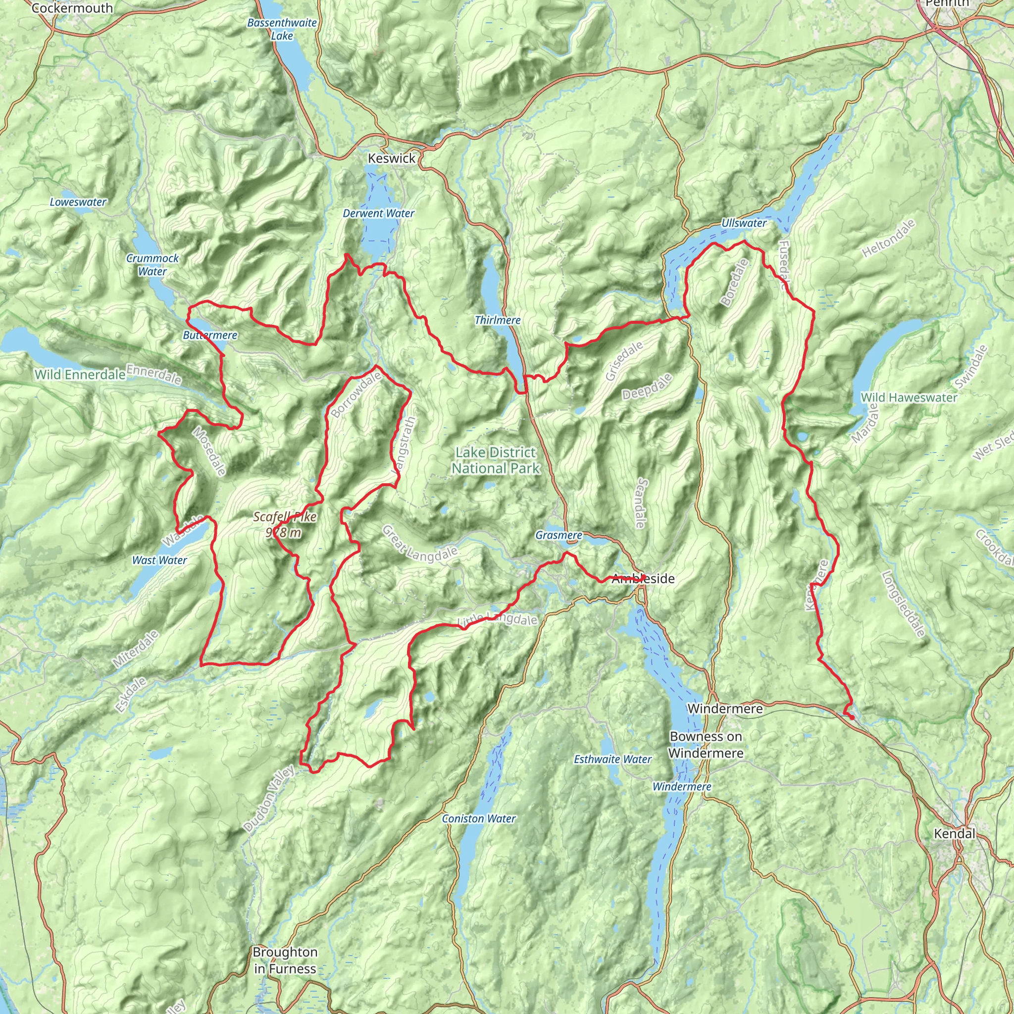Staveley to Ambleside Walk mobile static map