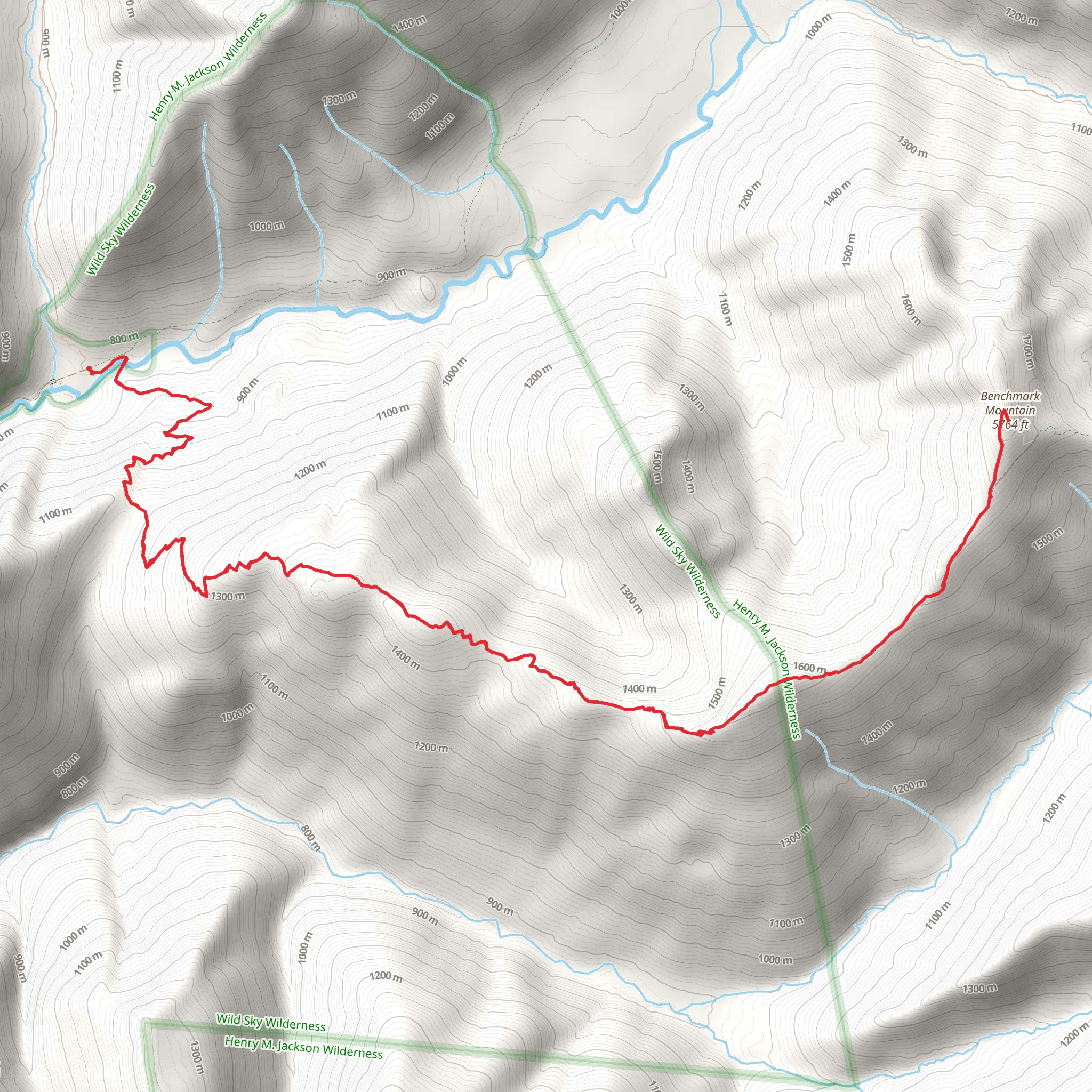 Benchmark Mountain via West Cady Ridge Trail mobile static map