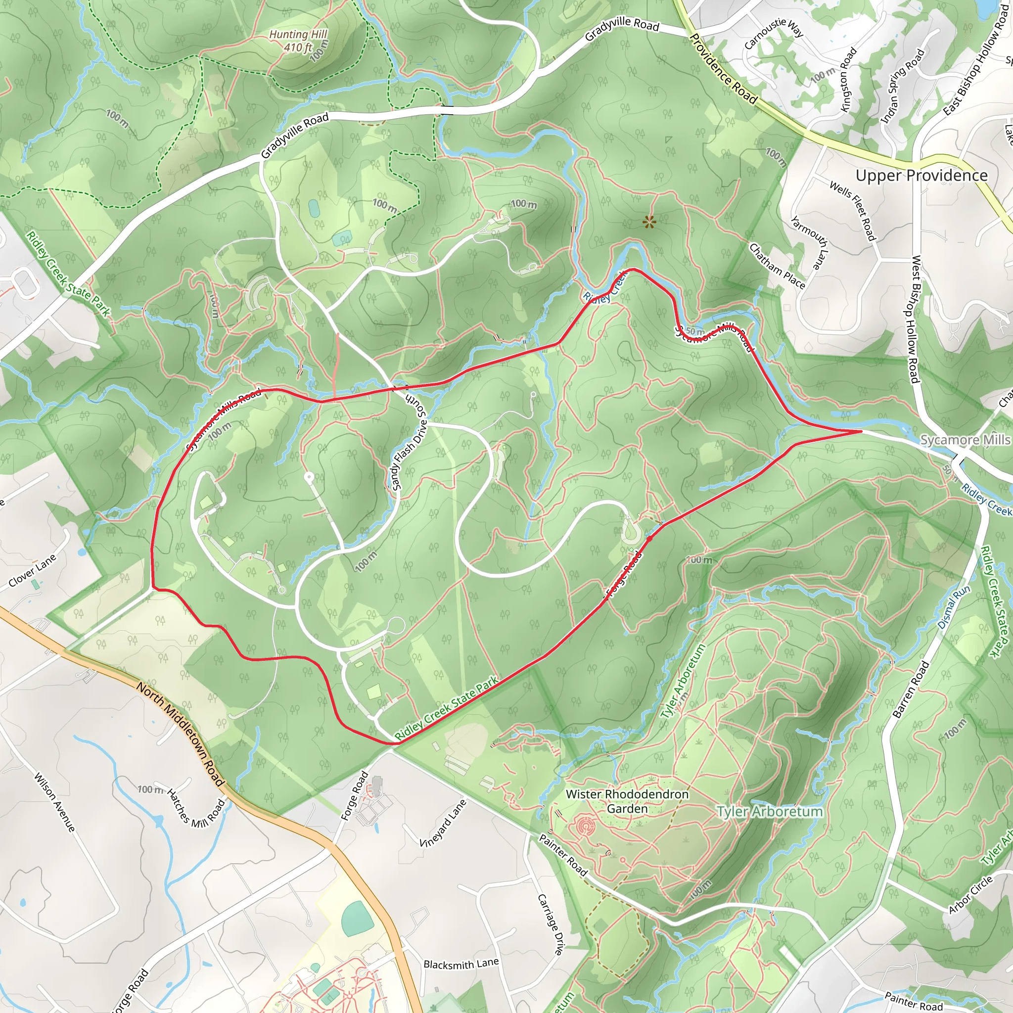 Ridley Creek via White Trail mobile static map