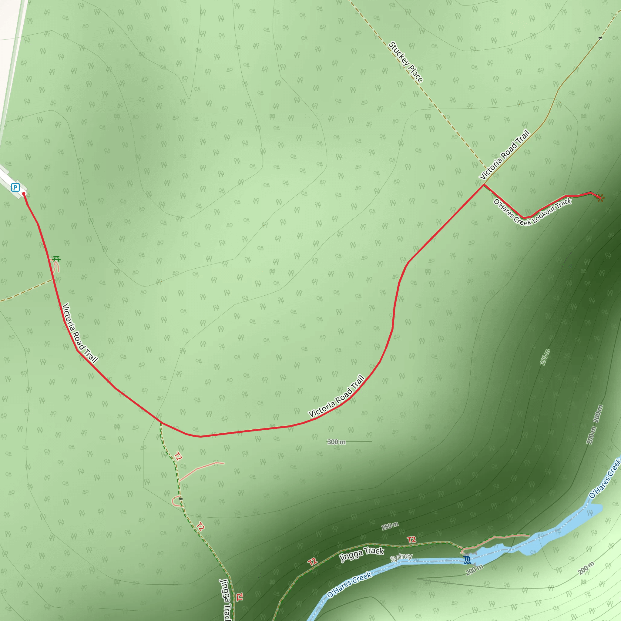 O’Hares Creek Lookout Track mobile static map