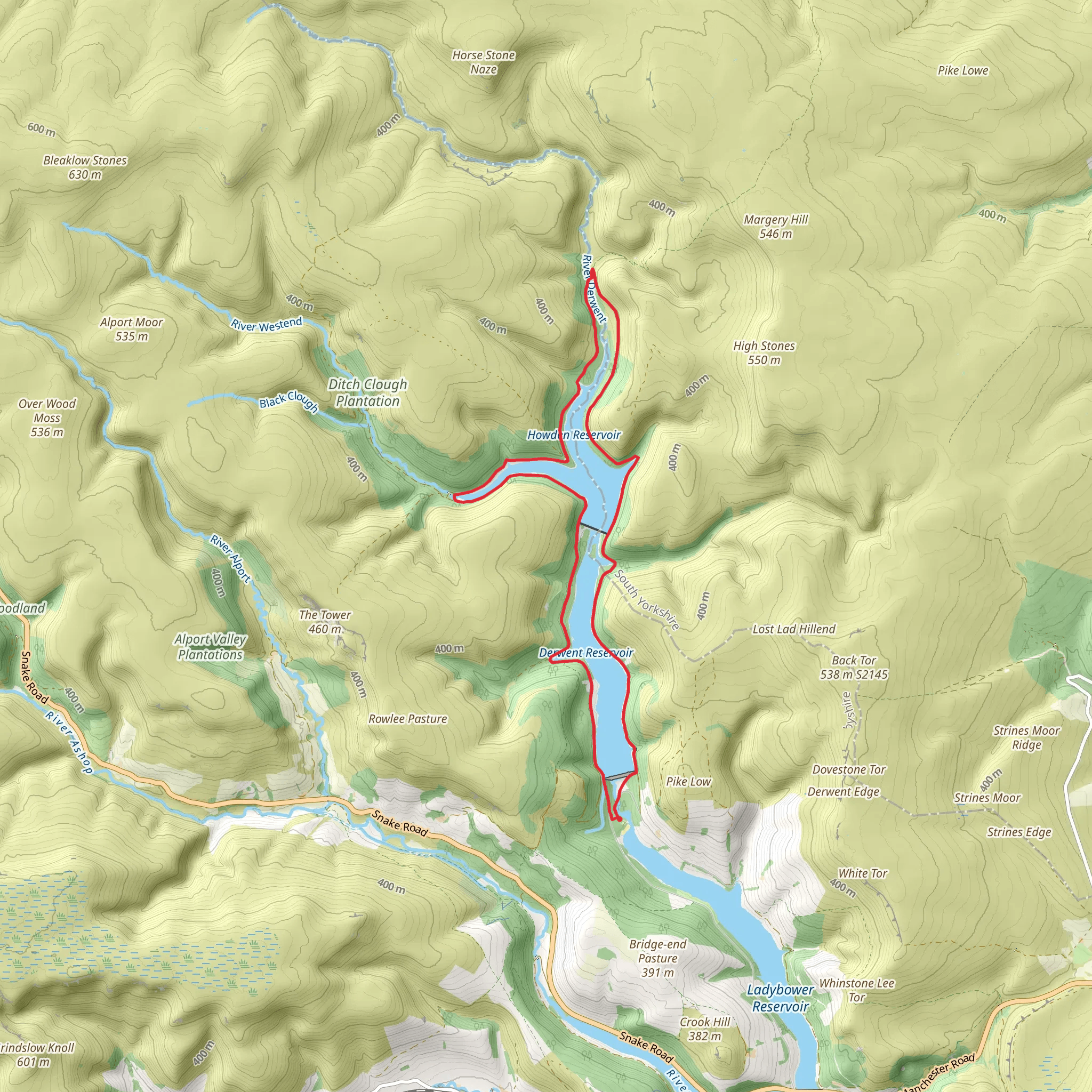 Howden Reservoir Loop mobile static map