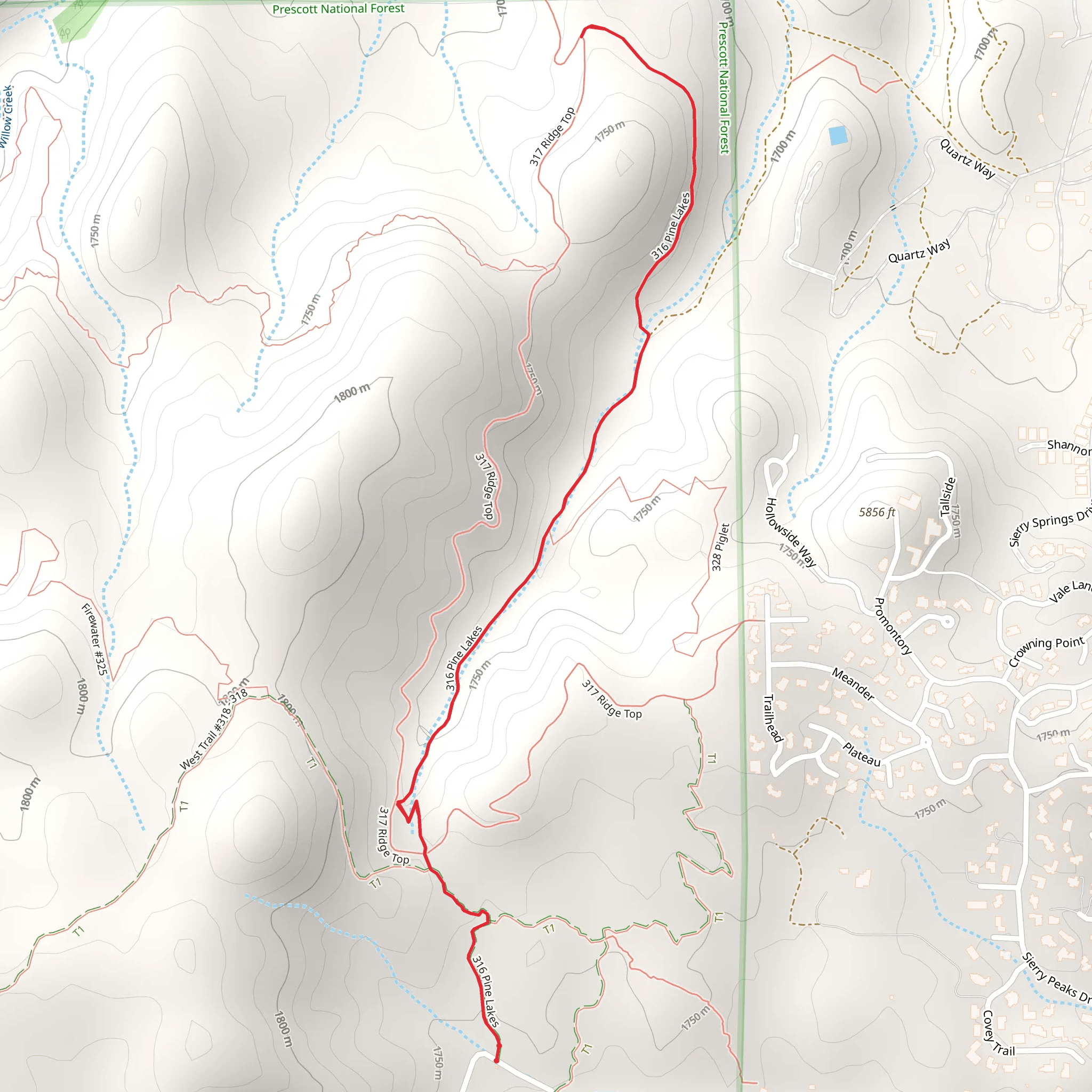 Pine Lakes Trail mobile static map