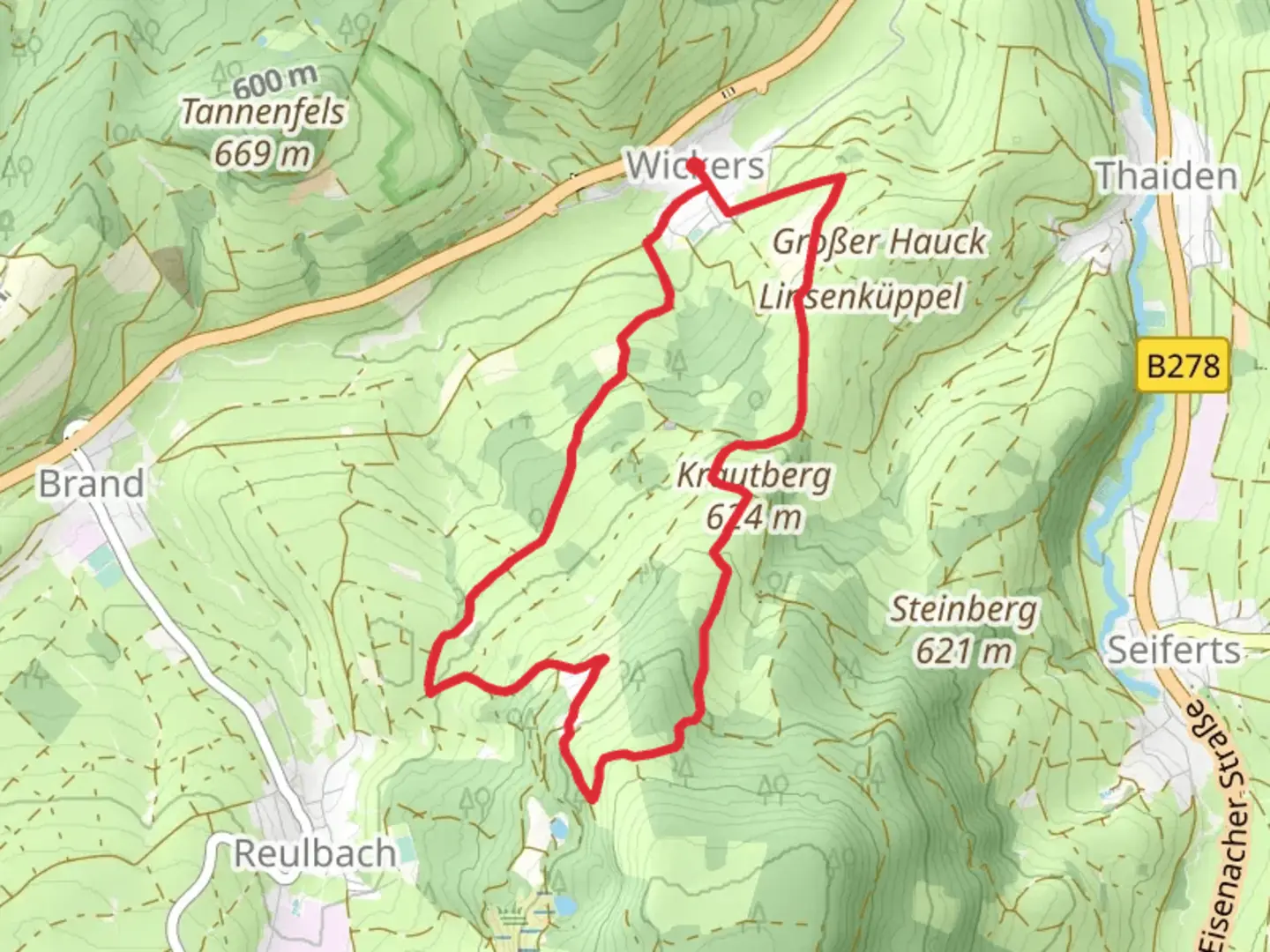 An image depicting the trail Wickers Loop and its surrounding area.