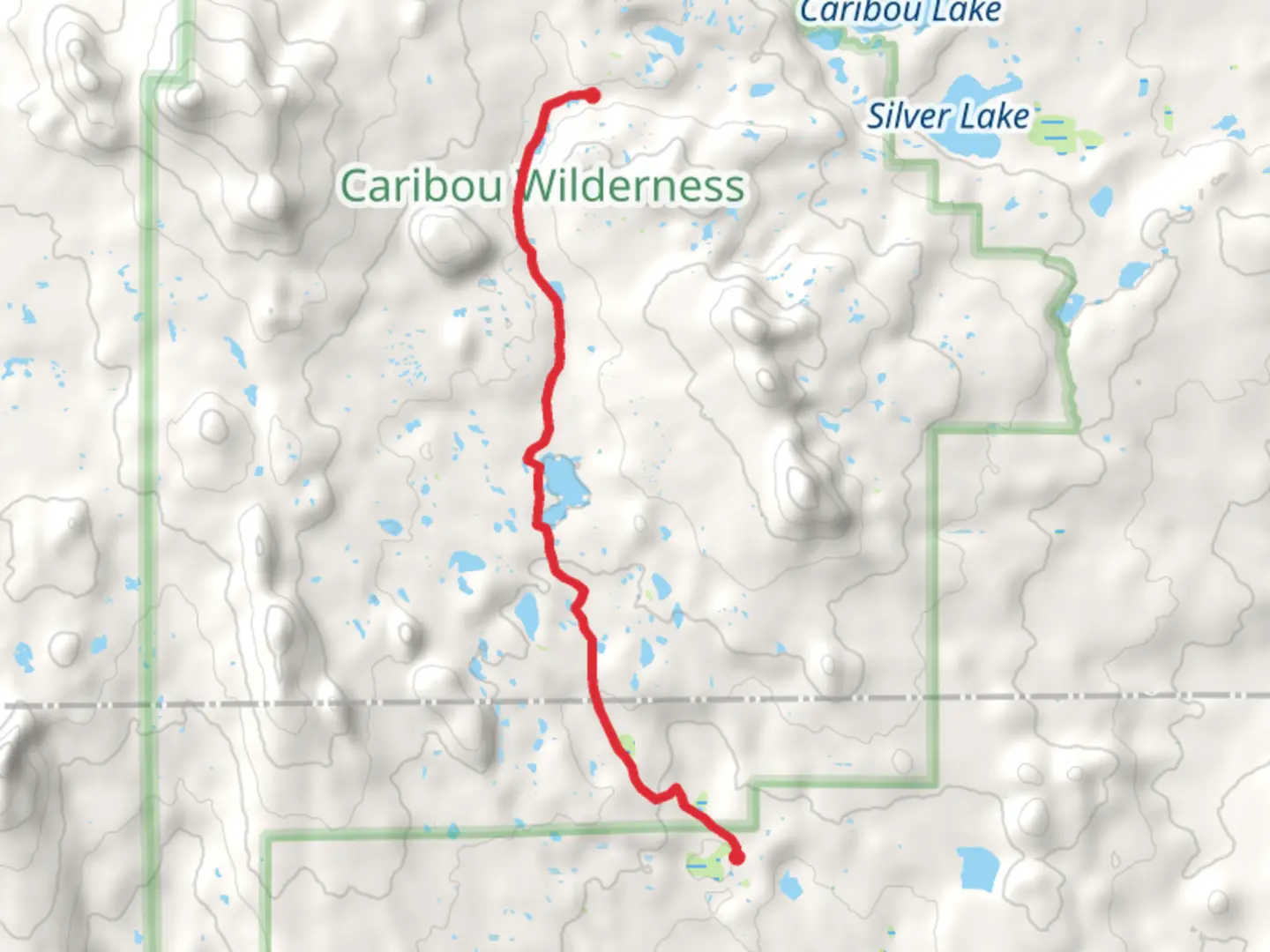 An image depicting the trail Long Lake and North Divide Lake and its surrounding area.
