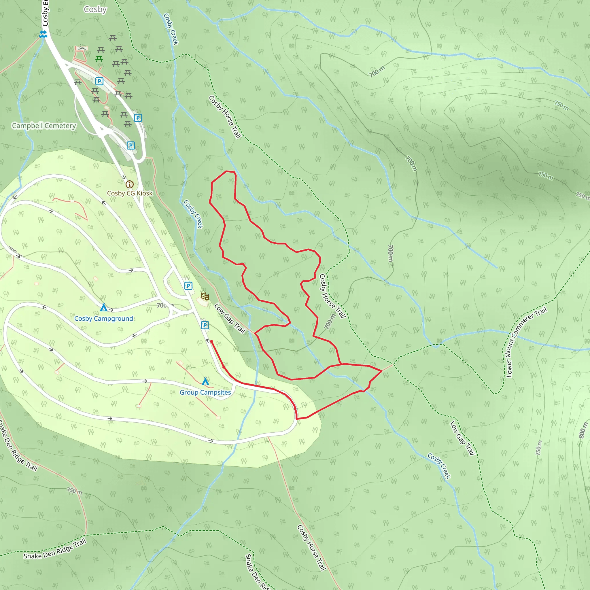 Cosby Nature Loop Trail mobile static map