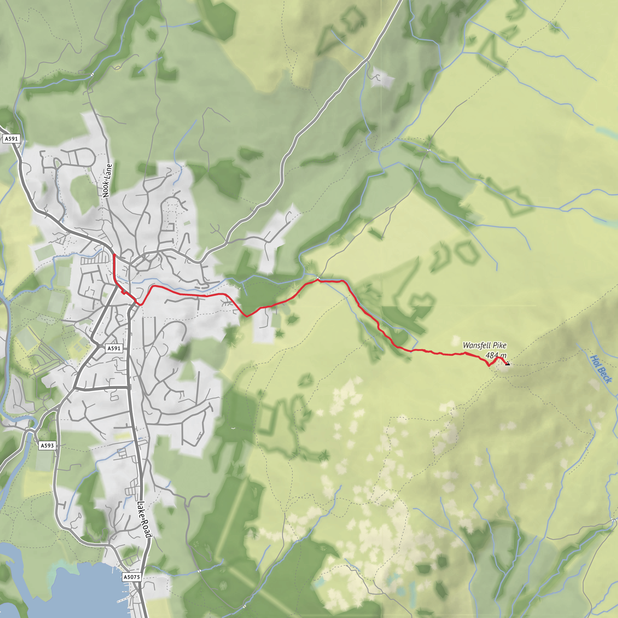 Wansfell Pike Walk from Ambleside mobile static map