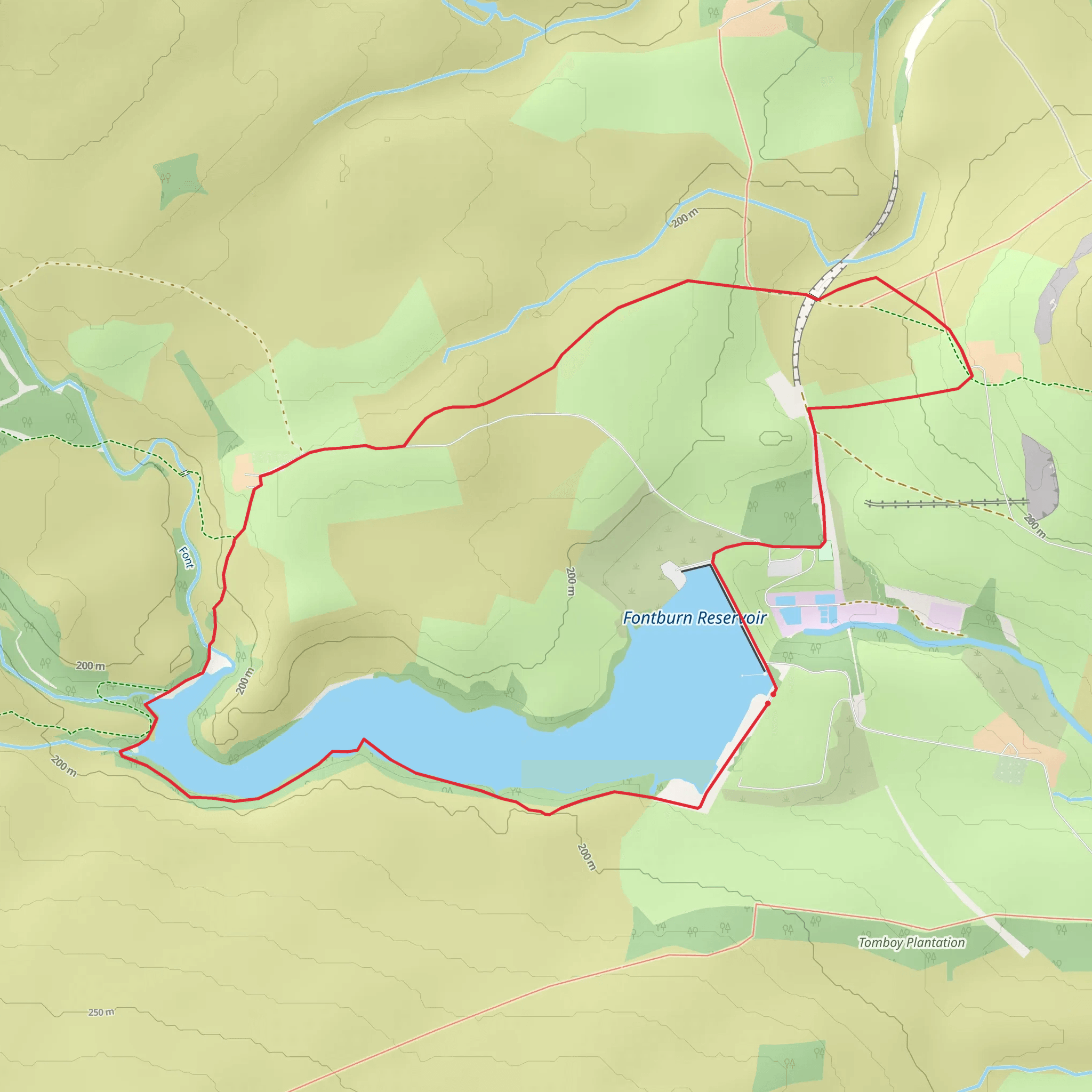 Fontburn Reservoir mobile static map