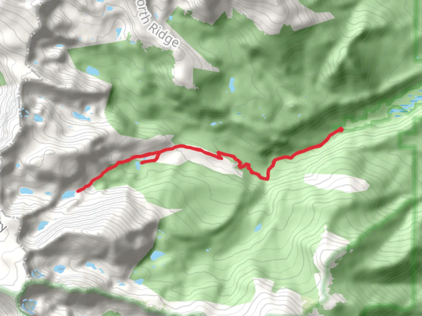 An image depicting the trail Ouzel Lake and Bluebird Lake and its surrounding area.
