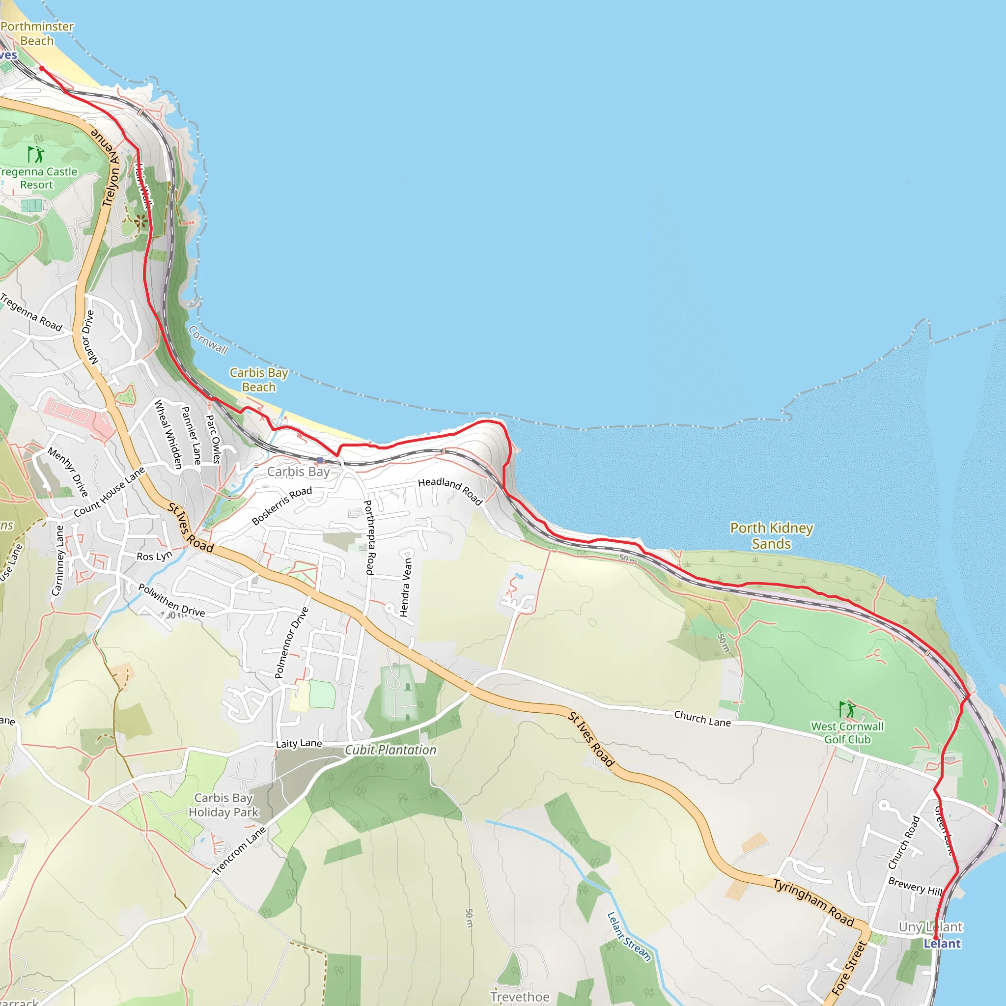 Lelant Station - St Ives Walk mobile static map