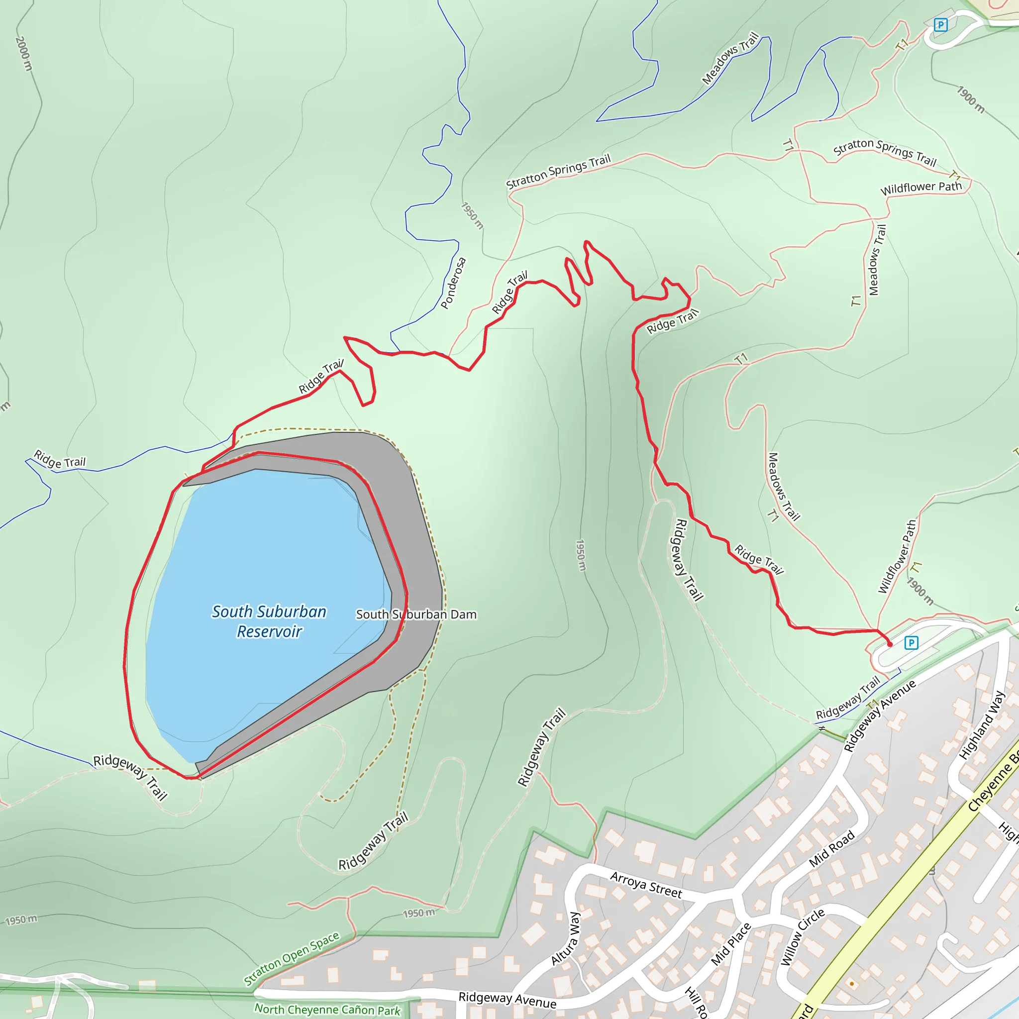 South Suburban Reservoir Loop via Upper Meadows mobile static map