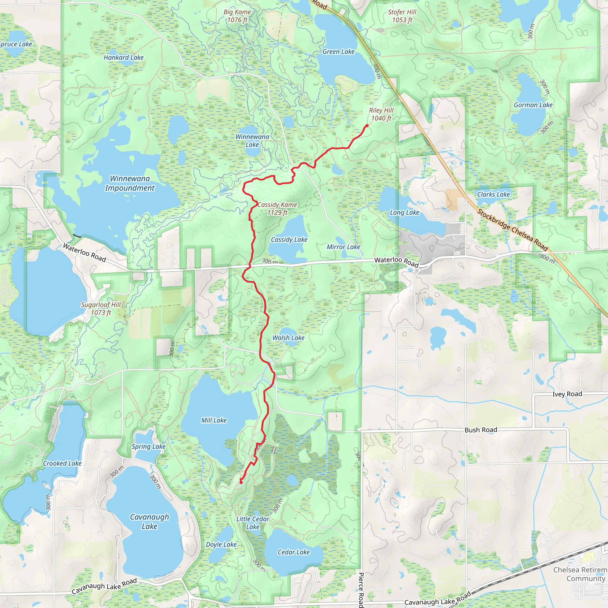 Waterloo-Pinckney Trail from Mill Lake mobile static map