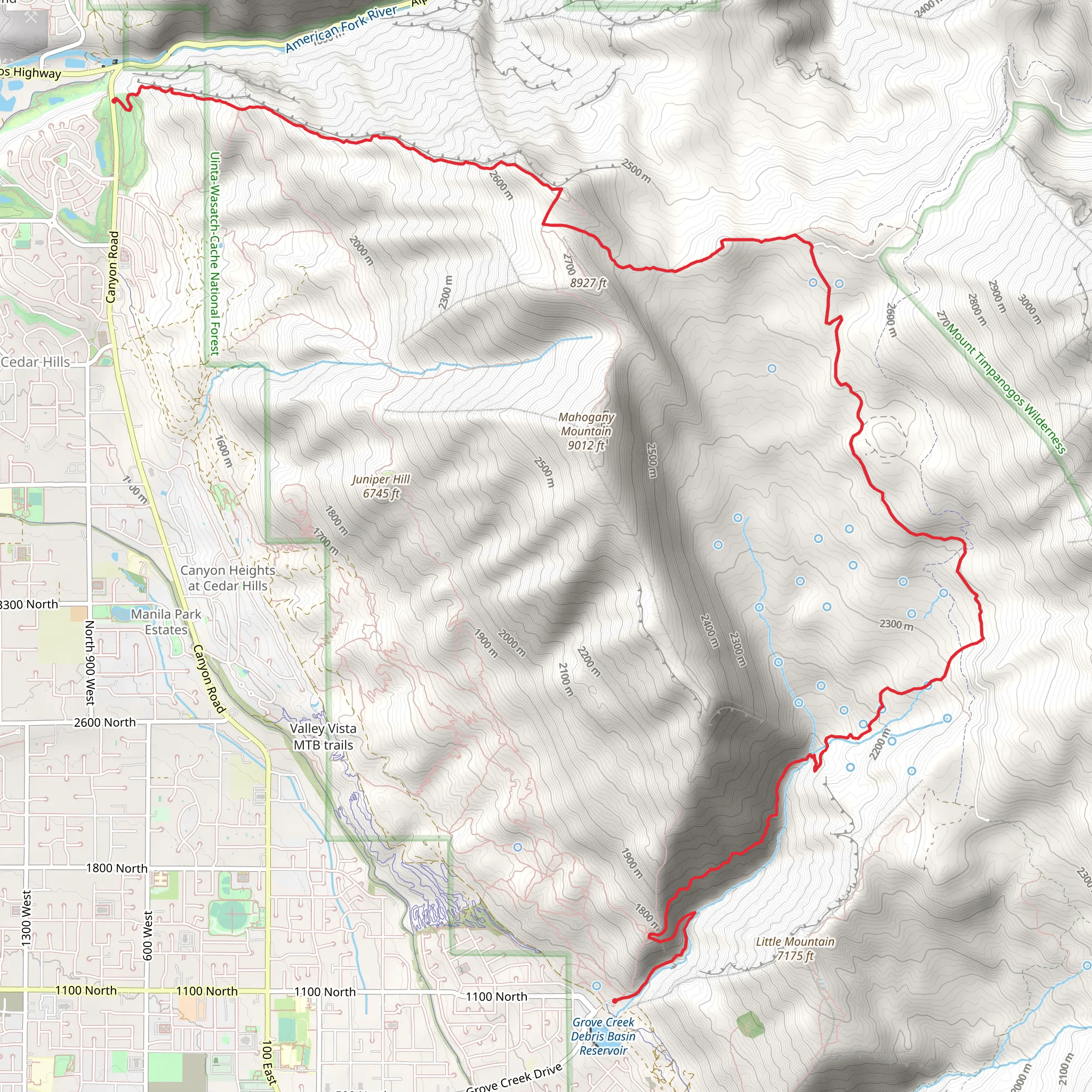 Mahogany Mountain Trail and Grove Creek Trail mobile static map