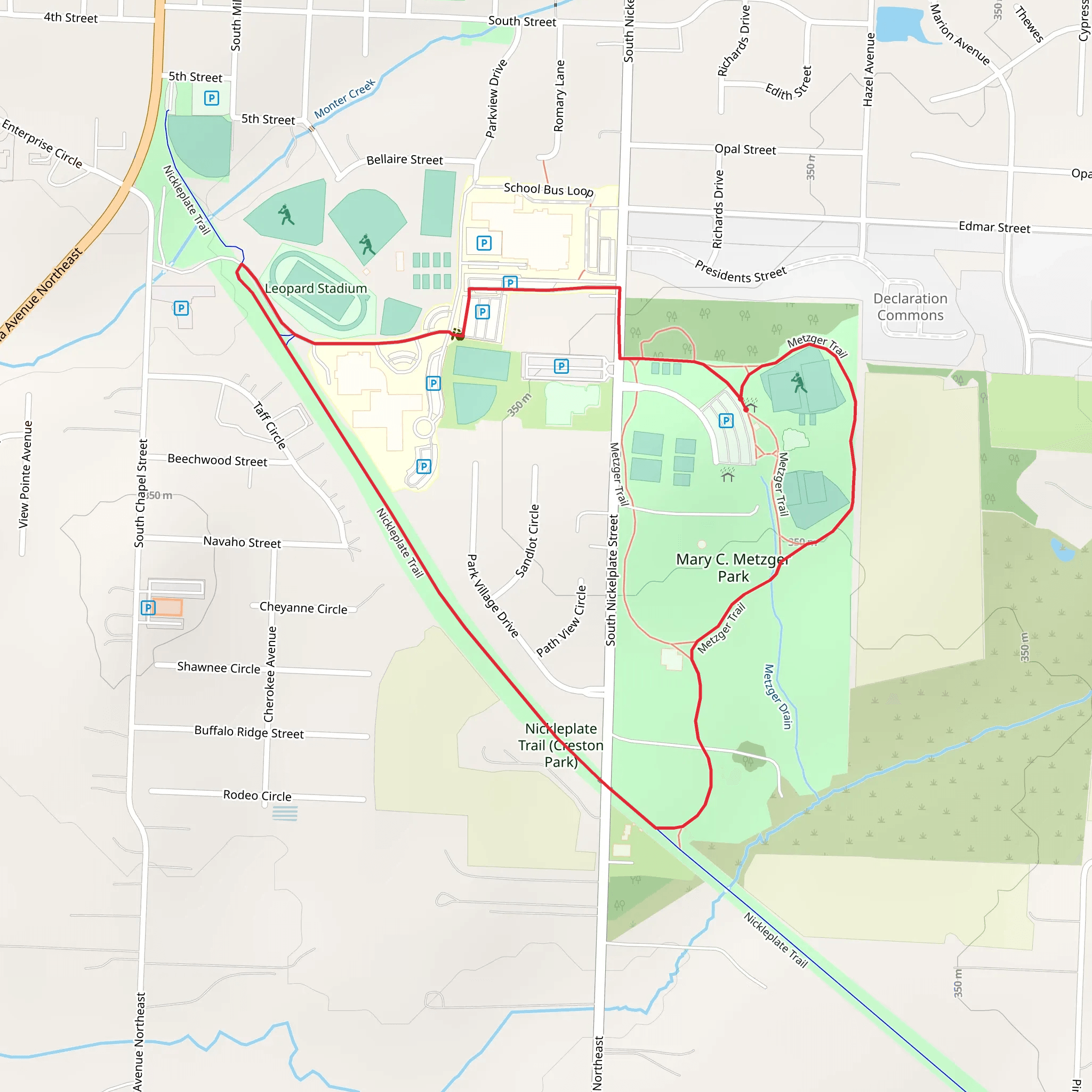 Metzger Loop Trail mobile static map