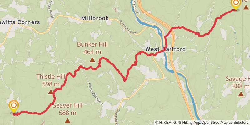 Appalachian Trail Section Hike - Sherburne Pass to Dartmouth stage 4 Map