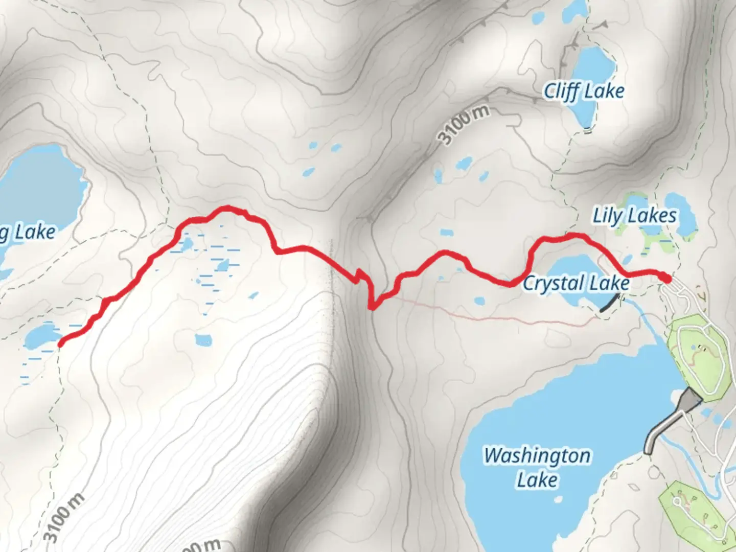 An image depicting the trail Lillian Lake via Lakes Country Trail and its surrounding area.