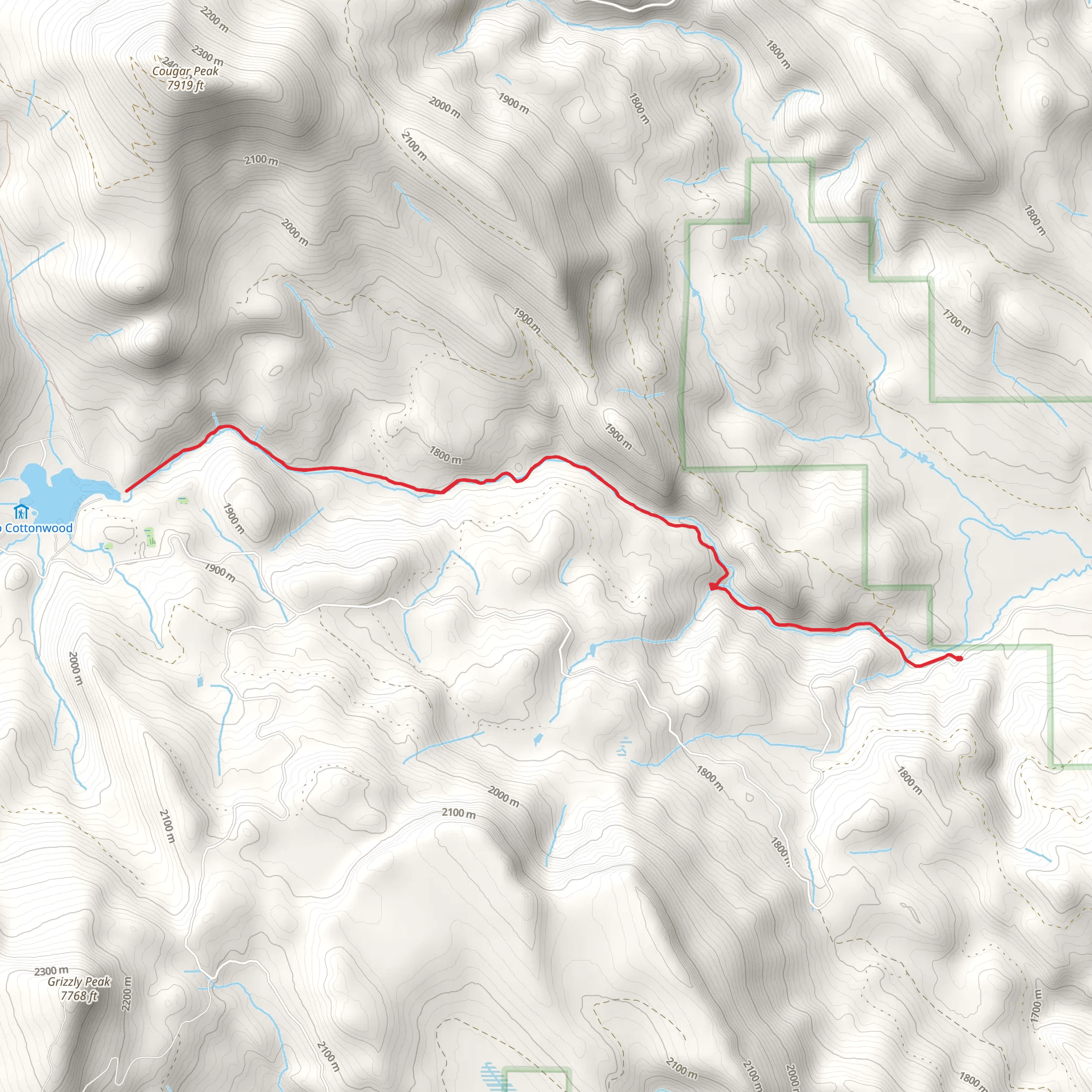 Cottonwood Meadow Lake via Cottonwood Creek Trail mobile static map
