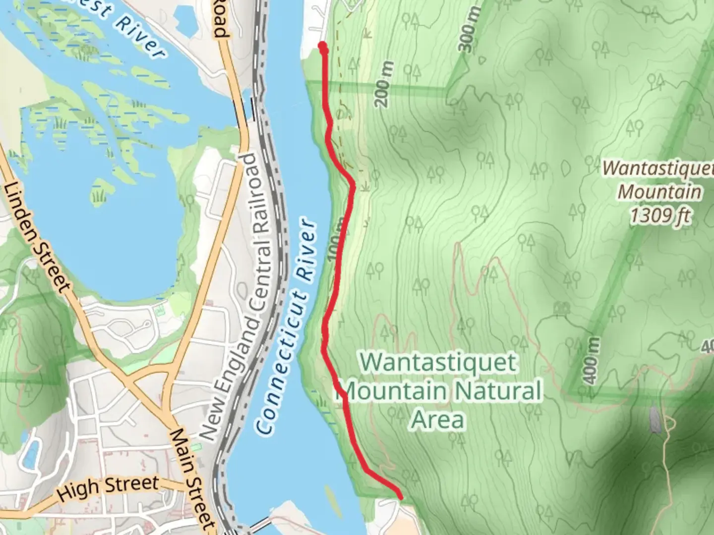 An image depicting the trail Connecticut River Out and Back and its surrounding area.
