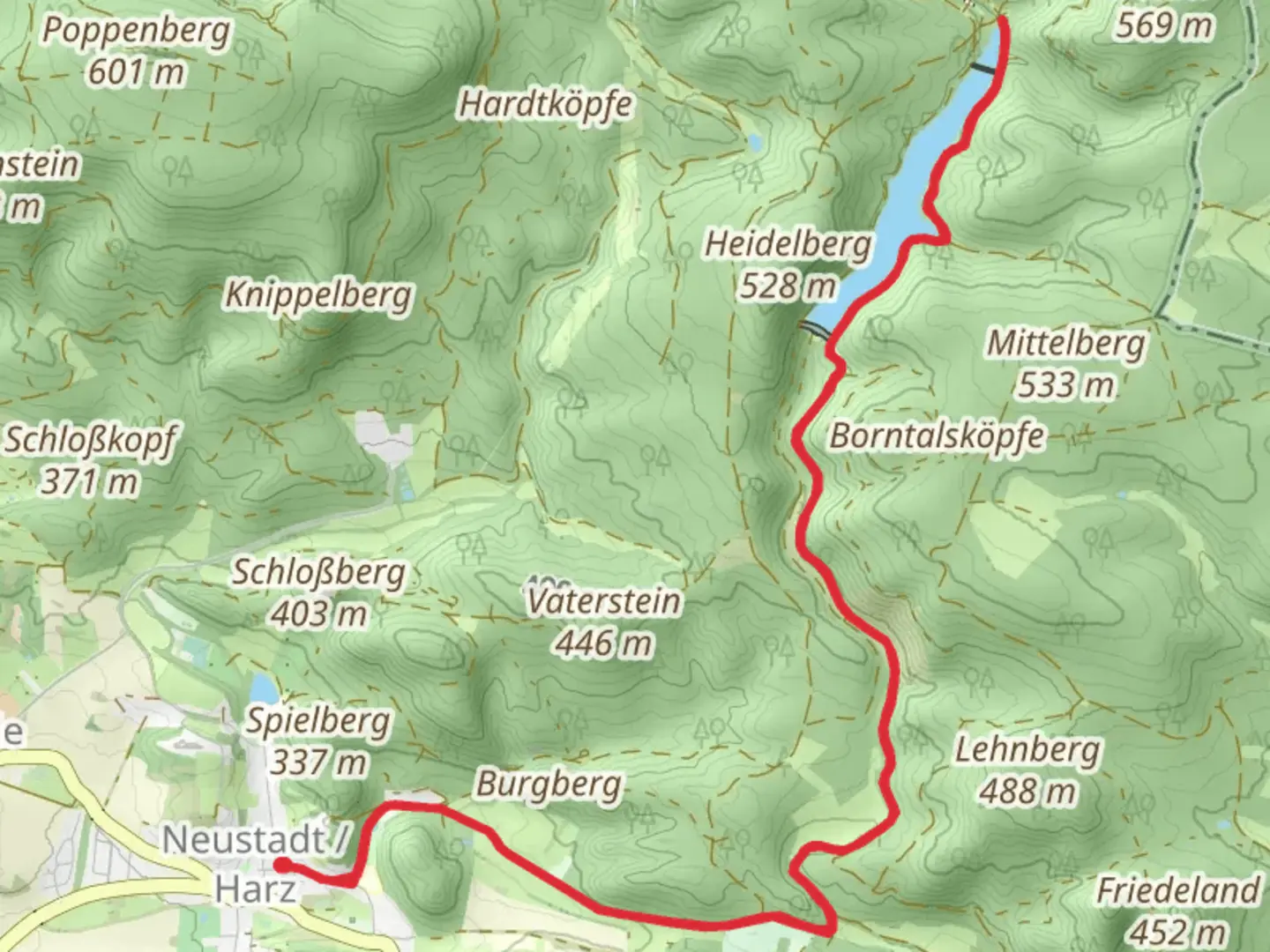 An image depicting the trail Talsperre Neustadt Walk from Neustädter Hof and its surrounding area.