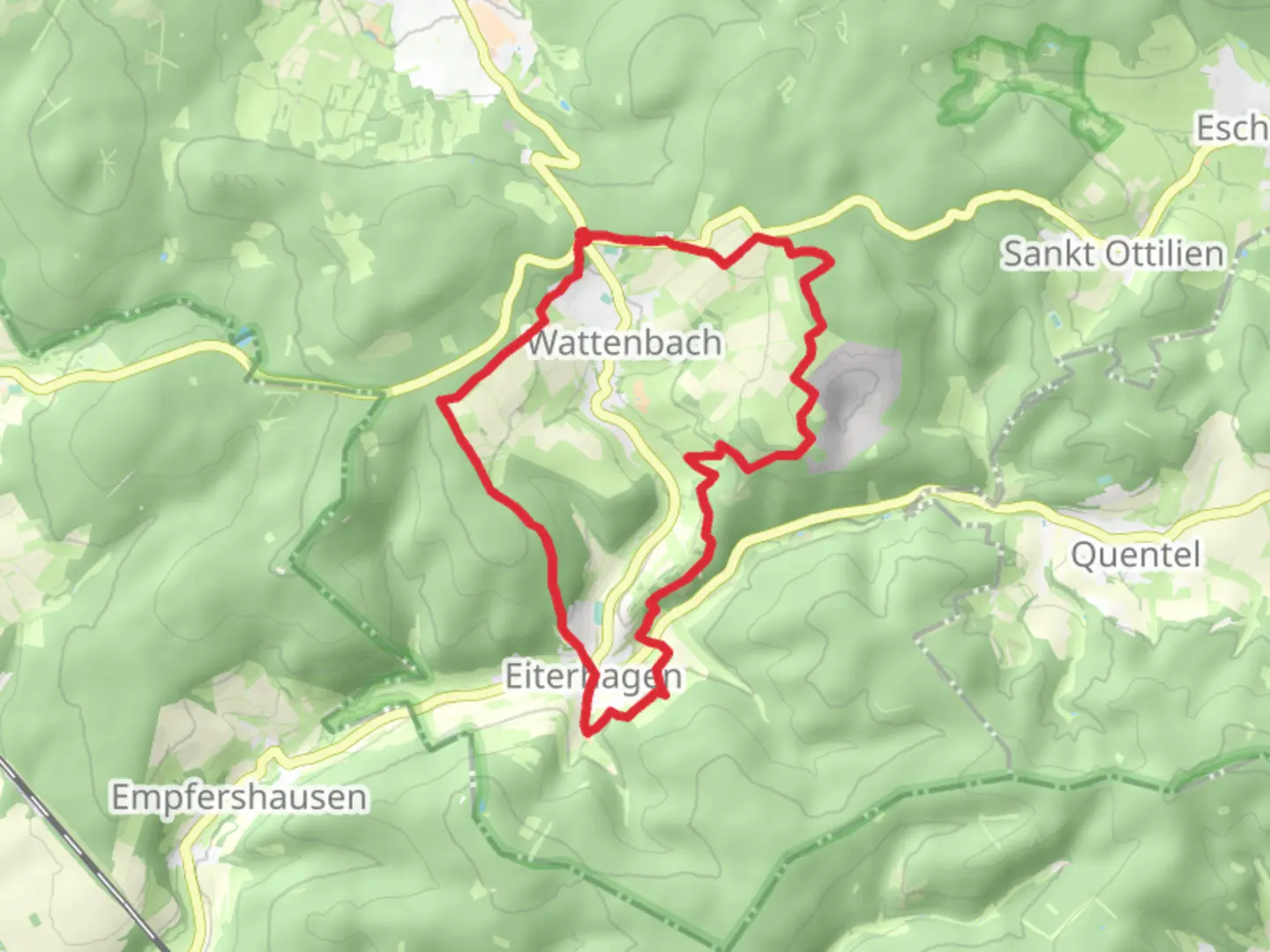 An image depicting the trail Wildbahn and Premiumweg Soehrewald Loop and its surrounding area.