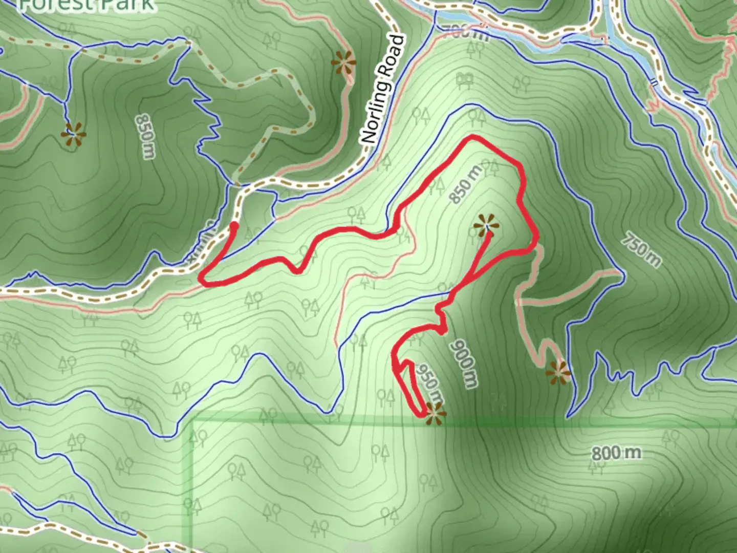 An image depicting the trail Twin Peaks Saddle and Twin Peaks Trail and its surrounding area.