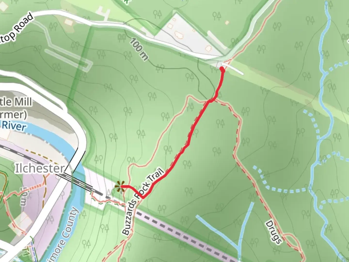 An image depicting the trail Ilchester Rocks and its surrounding area.