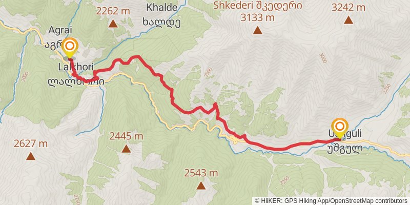 Mestia to Ushguli stage 4 Map