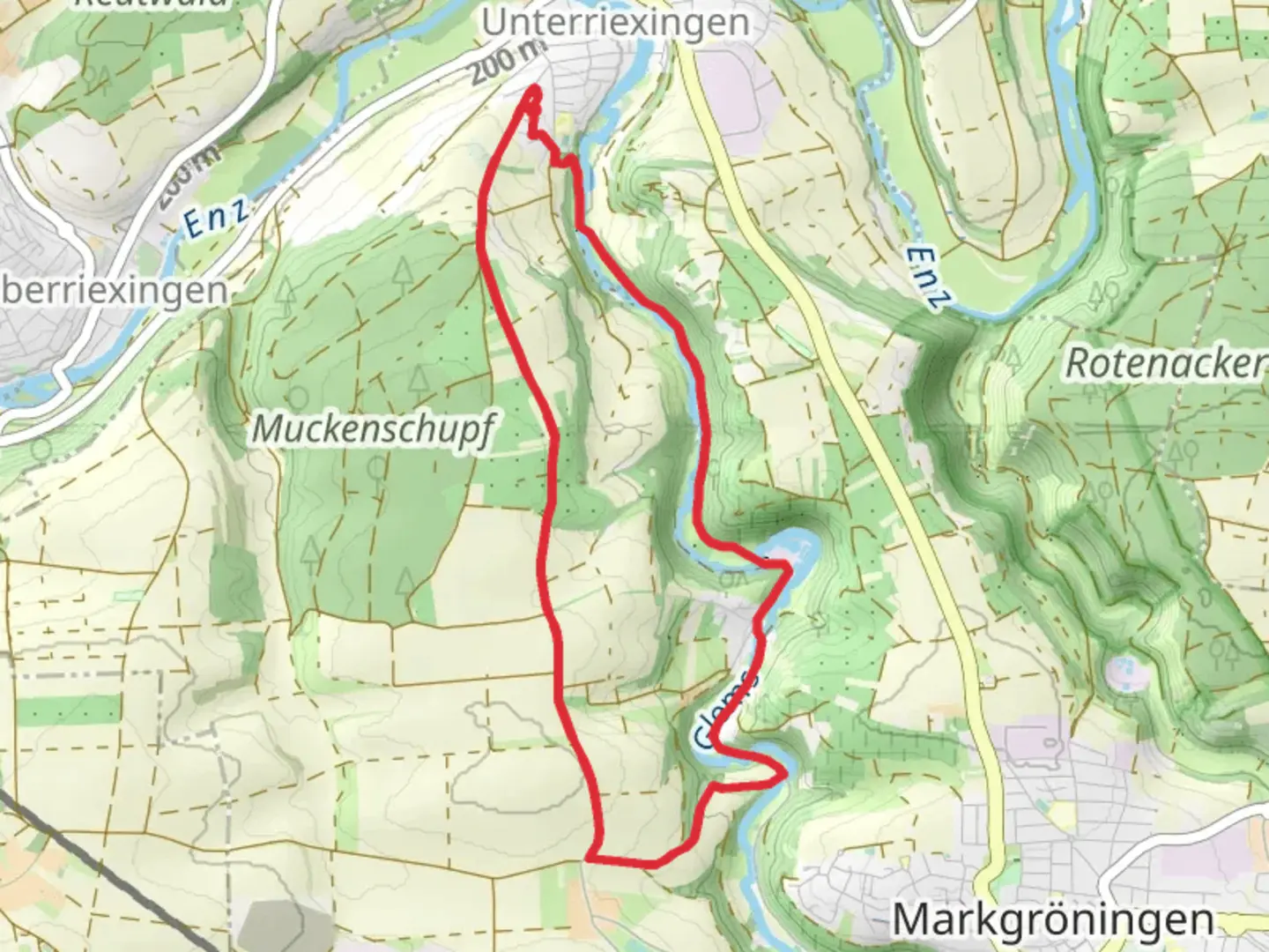 An image depicting the trail Frauenweg Loop and its surrounding area.
