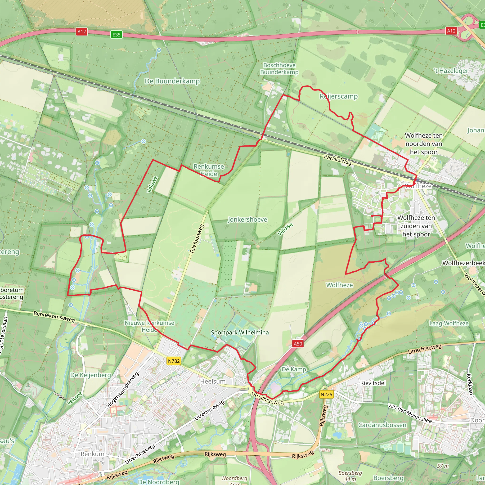 Renkumse Heide, Wildwissel and Doorwerthsche Loop mobile static map