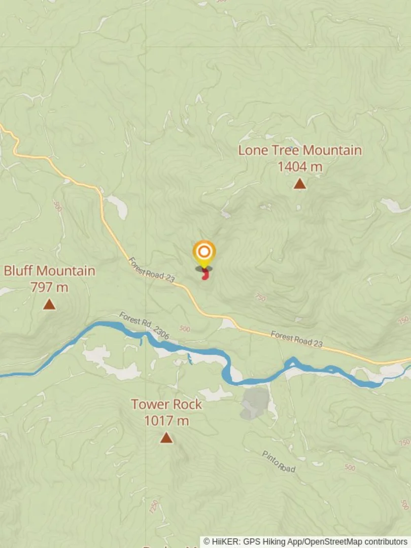 An image depicting the trail Layser Cave Trail and its surrounding area.