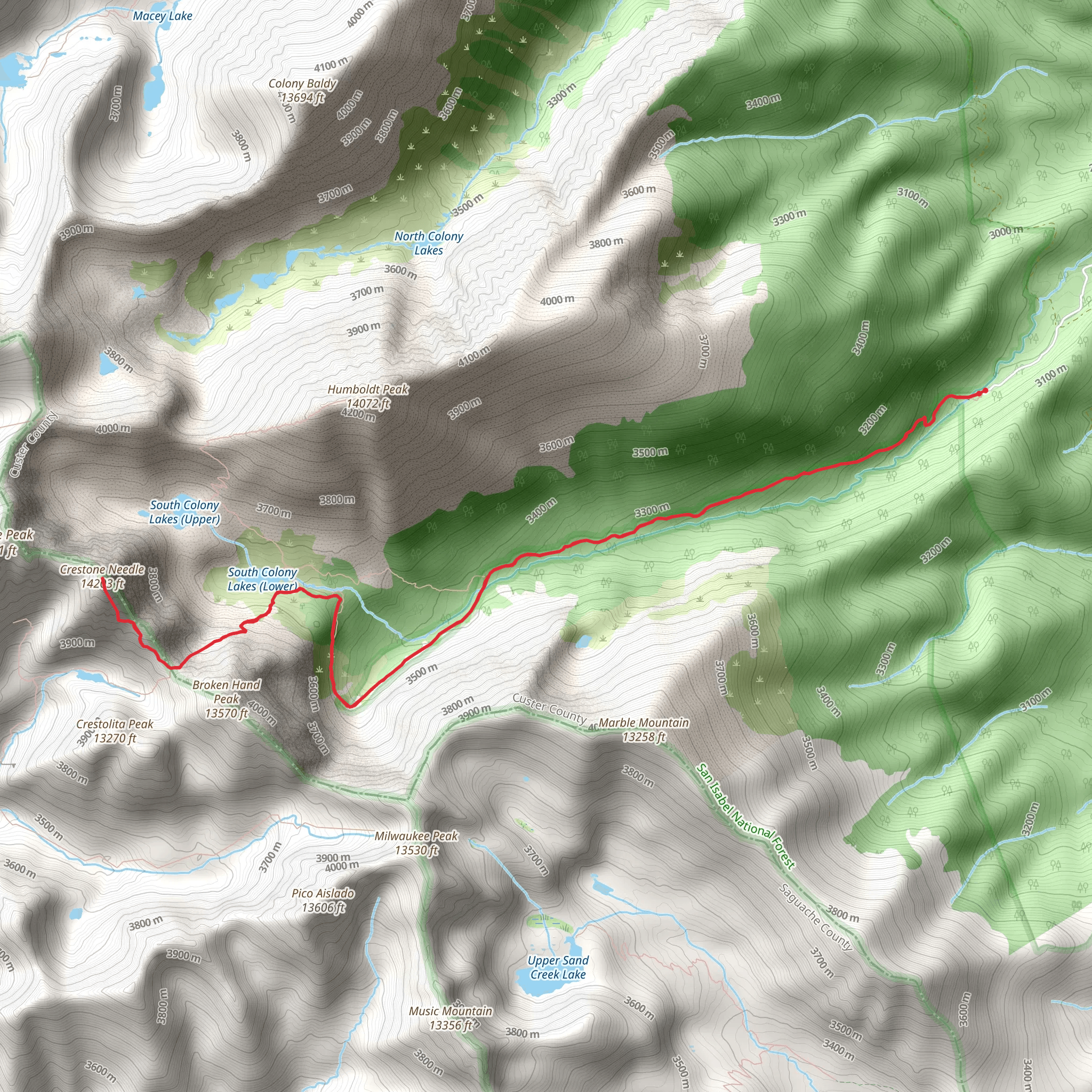 Crestone Needle Trail mobile static map