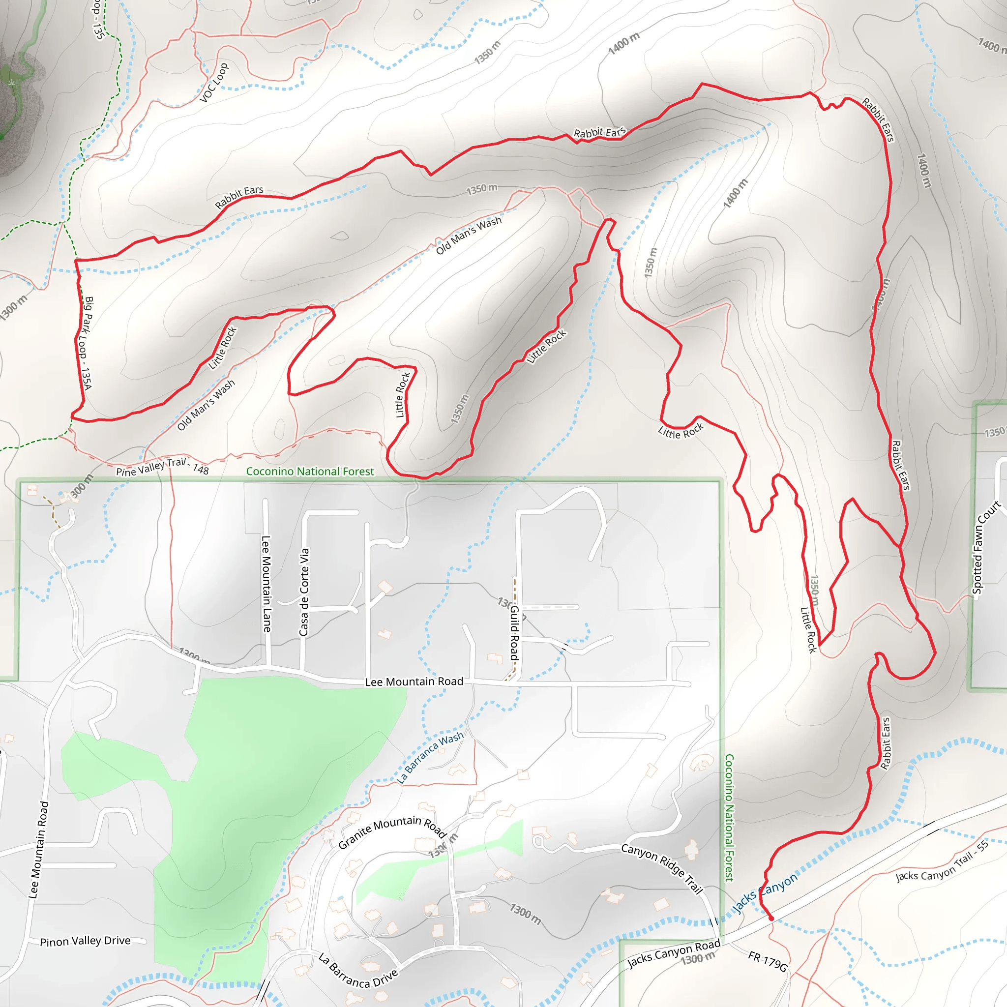 Rabbit Ears and Little Rock Loop mobile static map