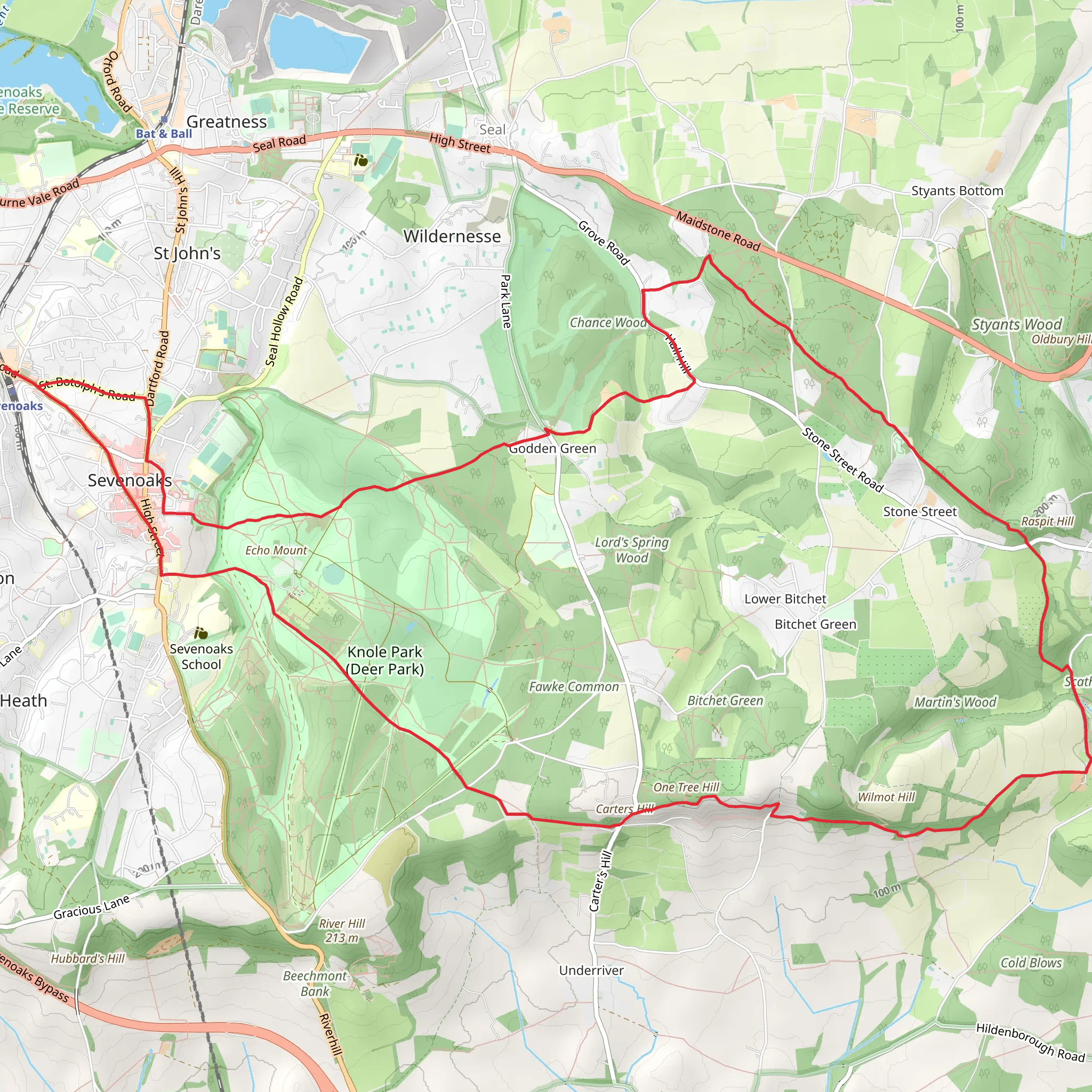 Sevenoaks - Seal Chart and Ightham Mote mobile static map