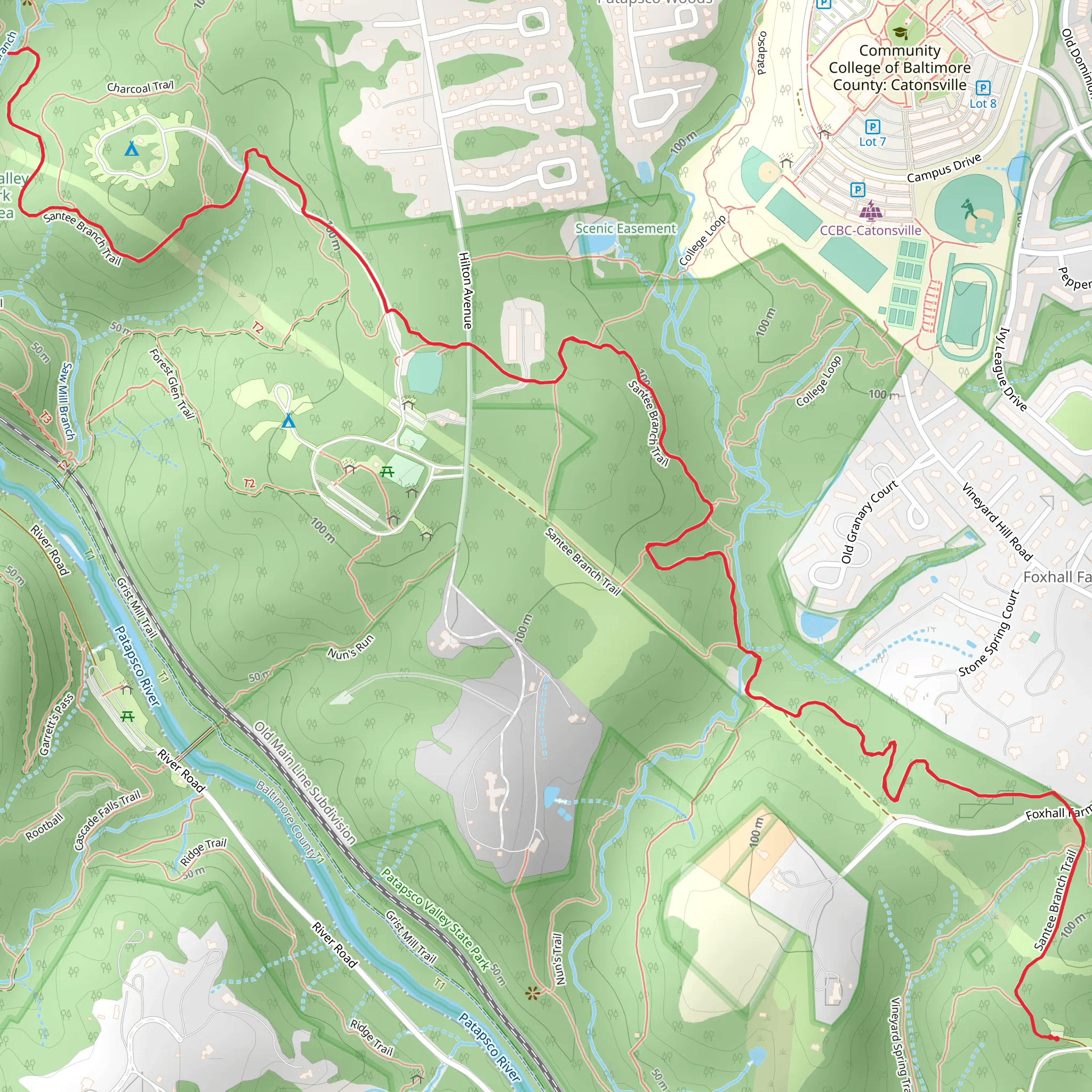 Santee Branch Trail from Upper Glen Artney Road mobile static map