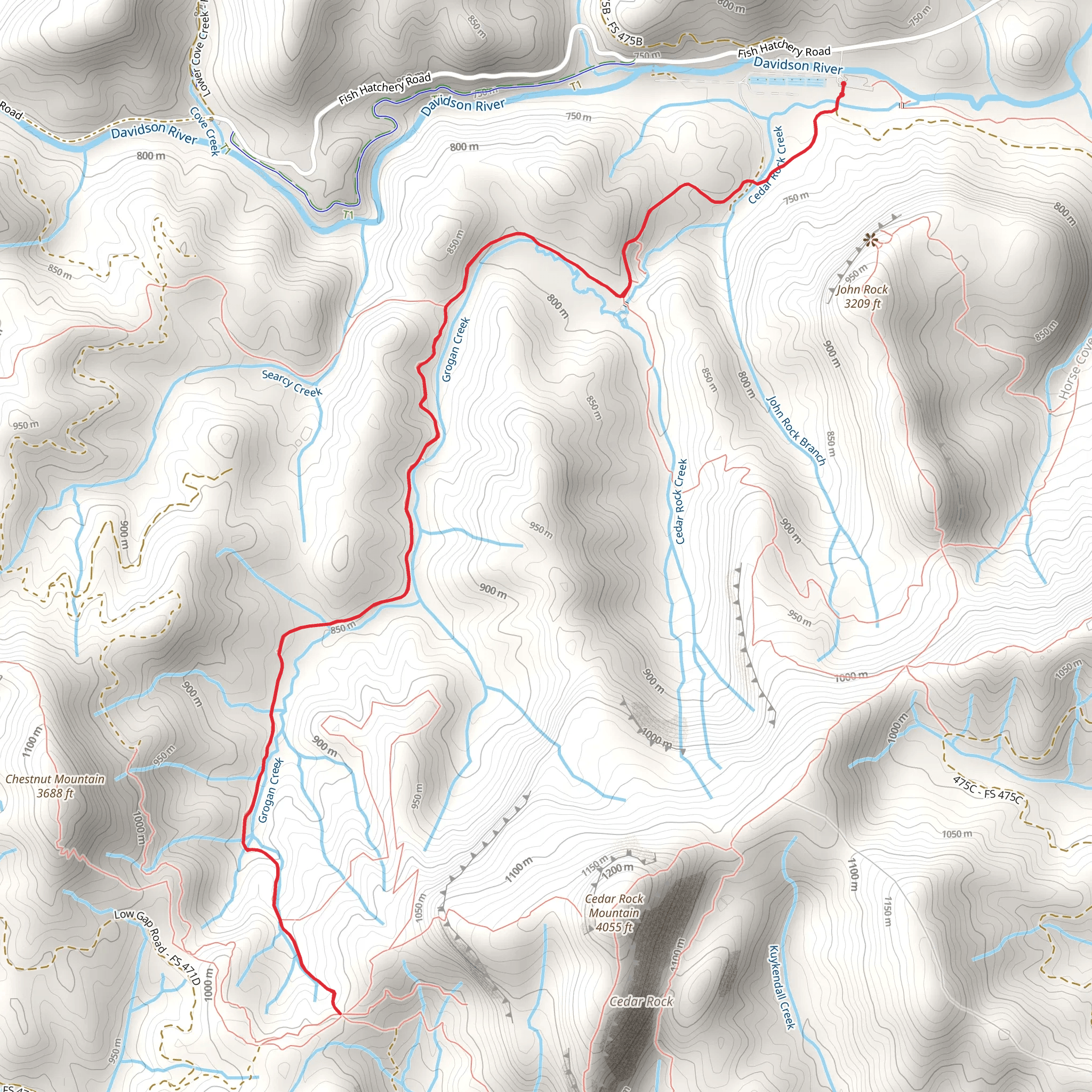 Butter Gap via Cat Gap Loop Trail mobile static map
