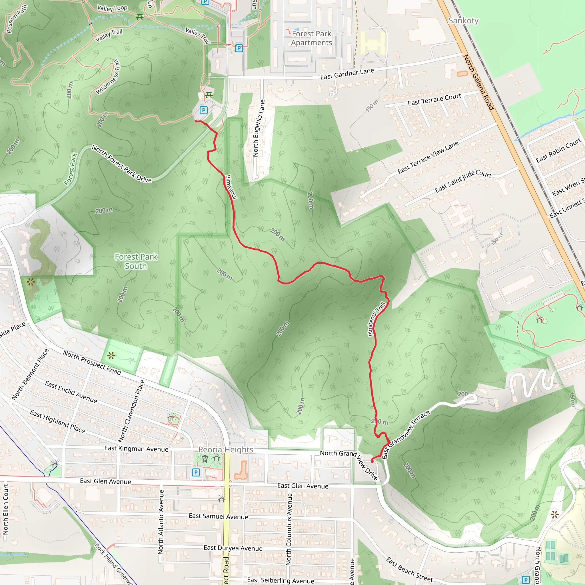 Pimiteoui Trail mobile static map
